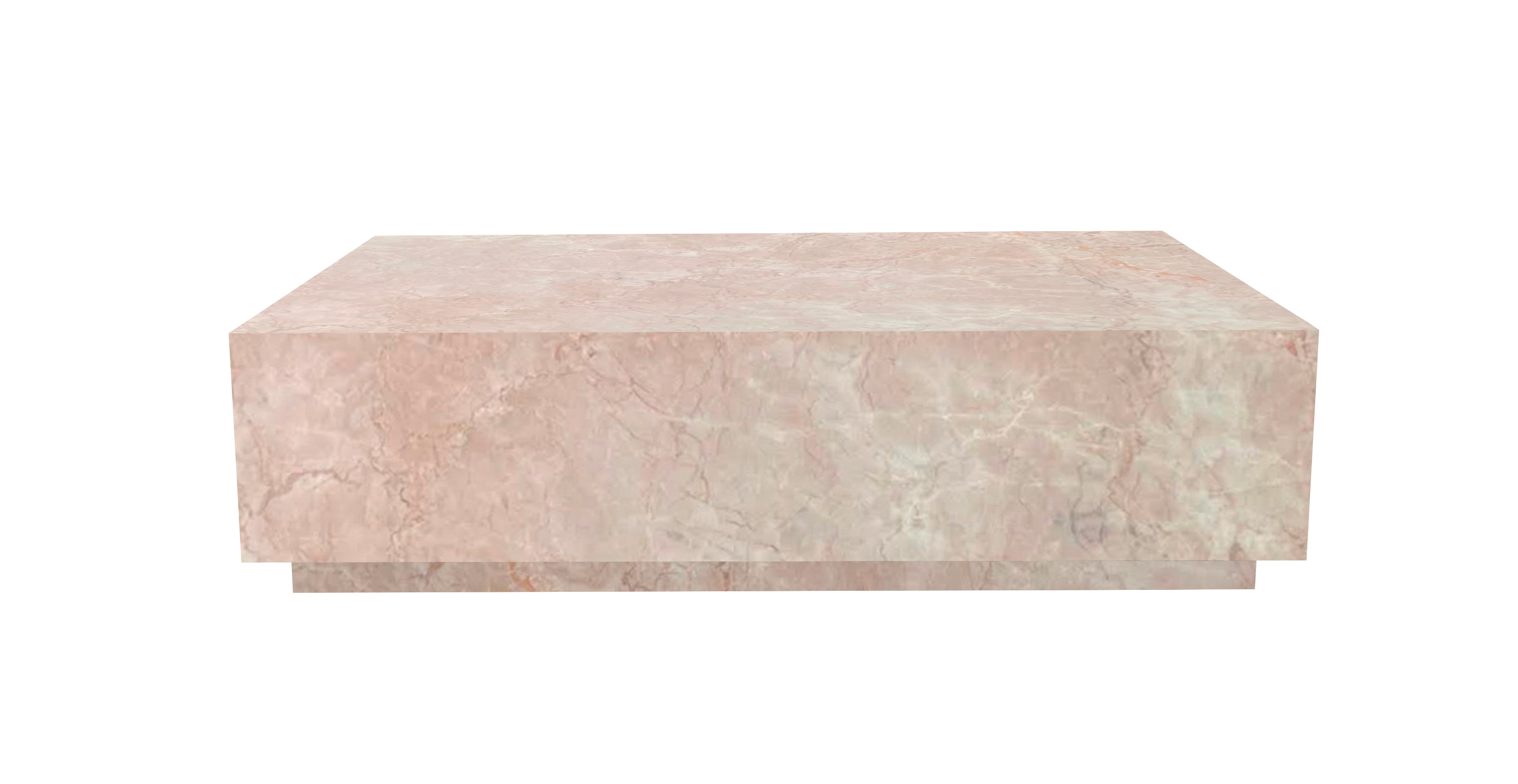 Ponente Marble Monolith Rectangular Coffee Table -  Marble Rose Cream 67"