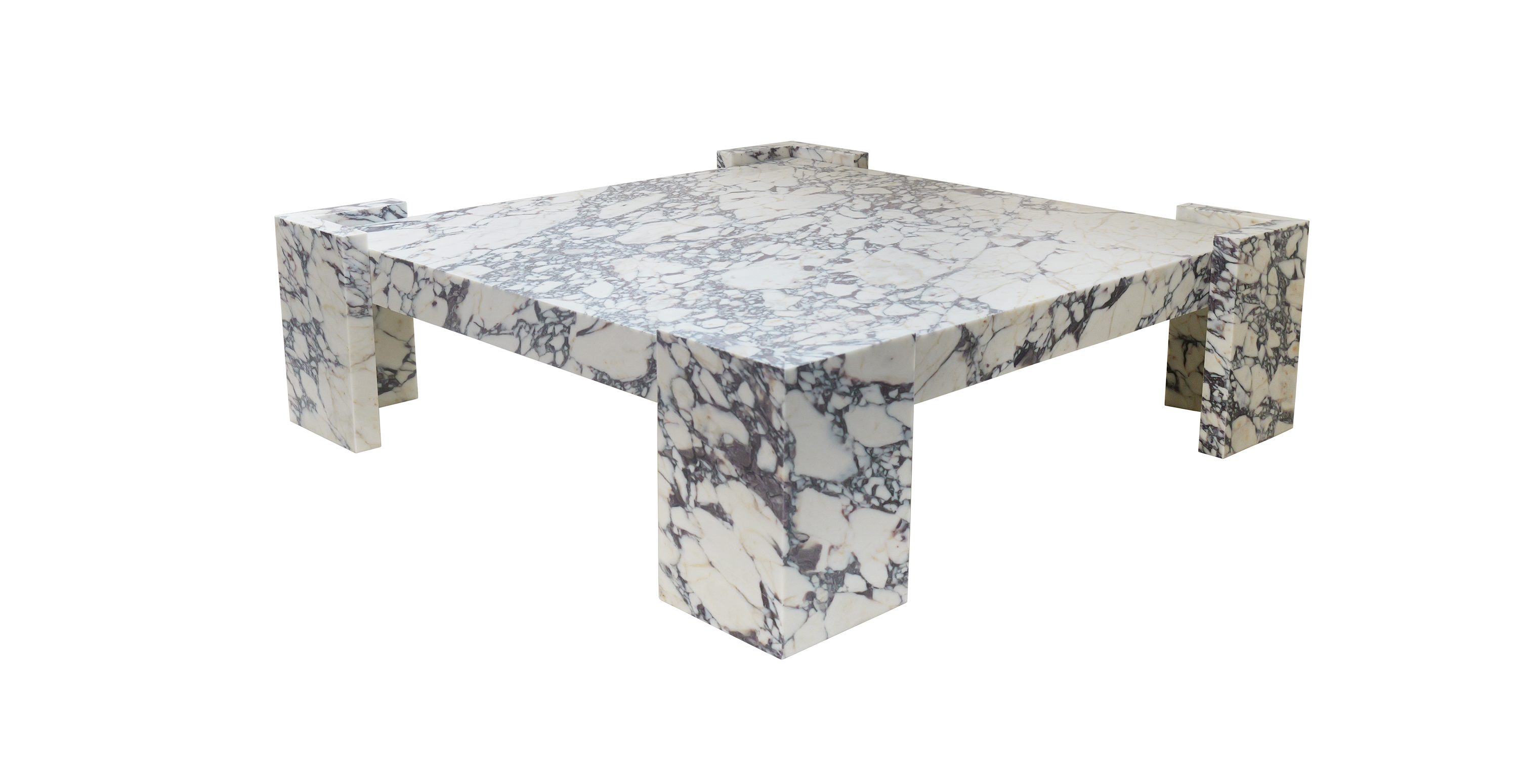 Poggio Marble Low Profile Square Coffee Table -  Marble Calacatta Viola