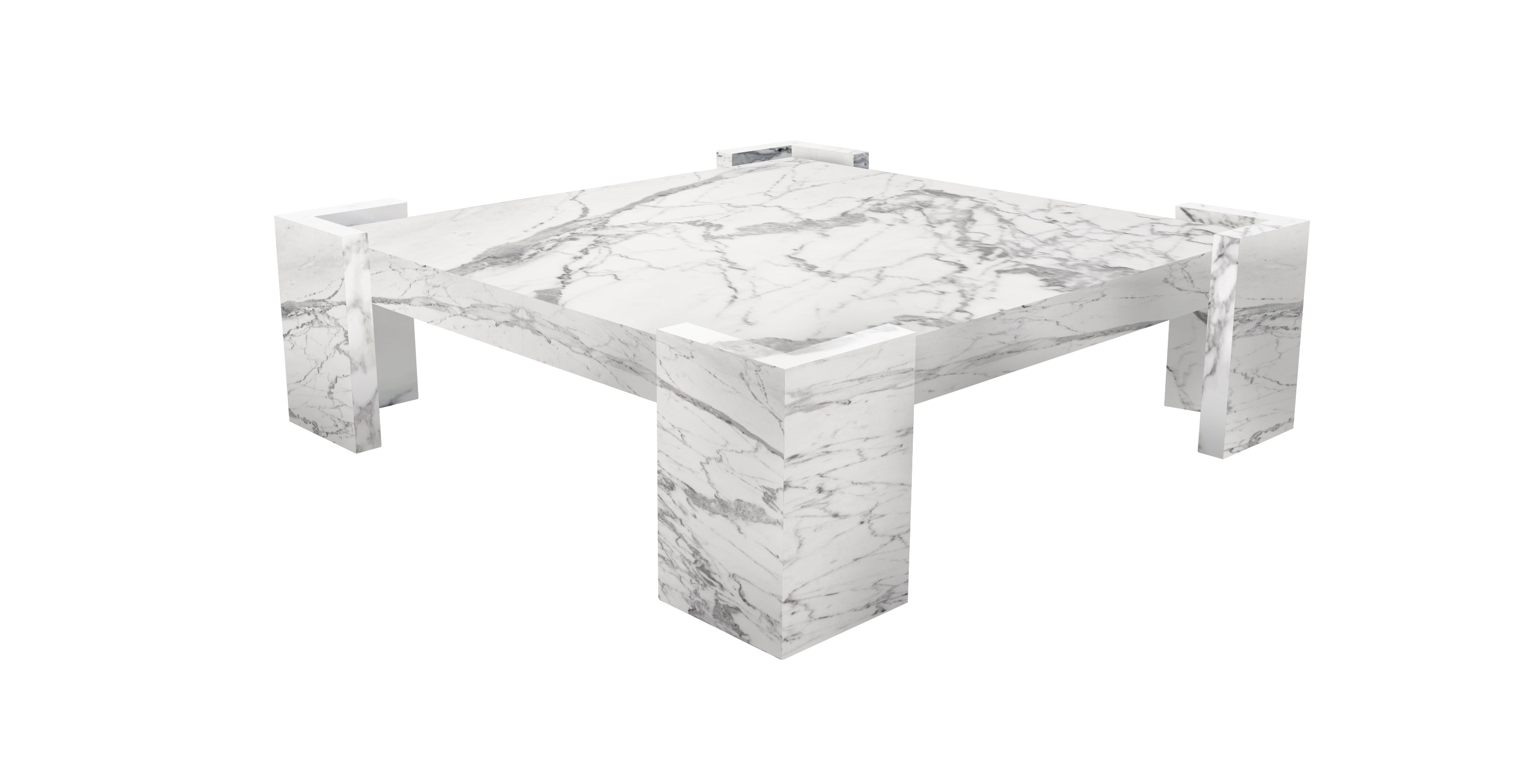 Poggio Marble Low Profile Square Coffee Table -  Marble Arabescato