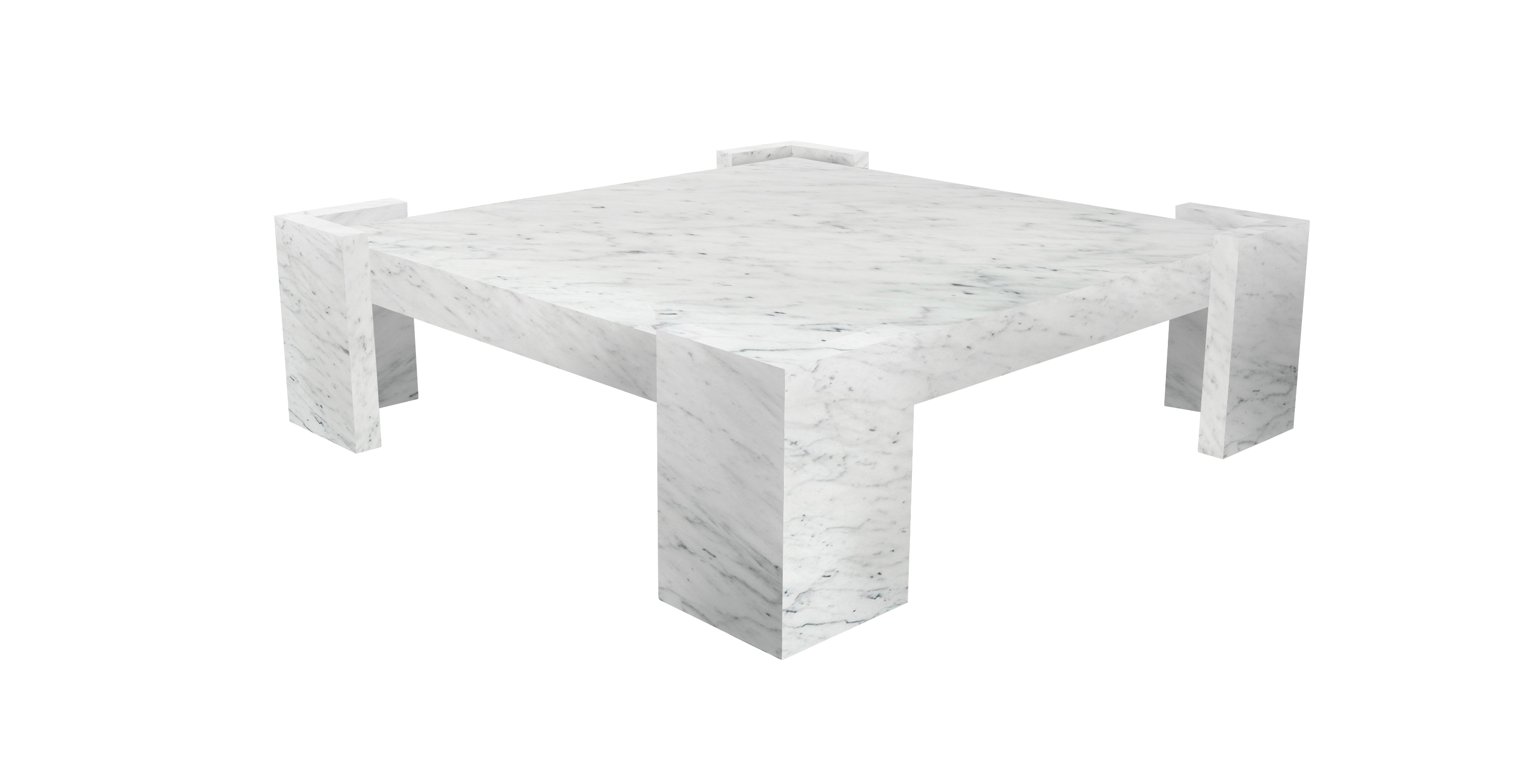 Poggio Marble Low Profile Square Coffee Table -  Marble Carrara