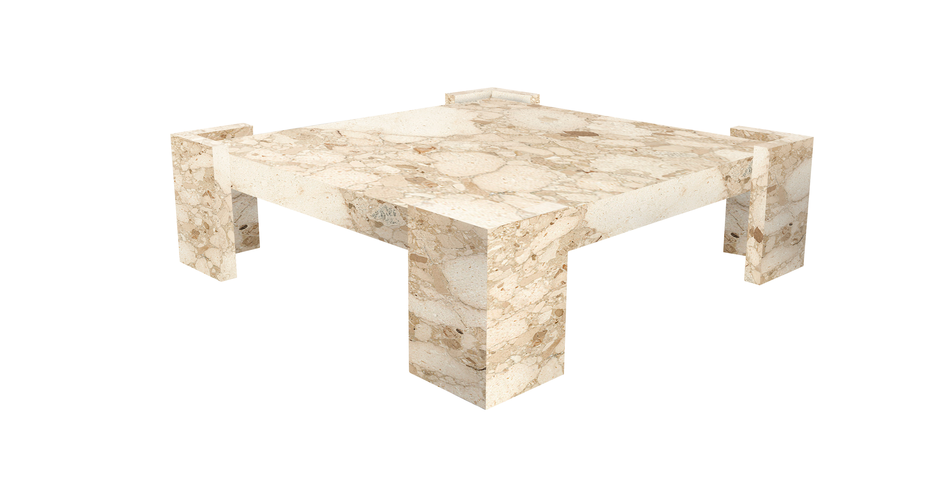 Poggio Marble Low Profile Square Coffee Table - Marble Kunis Breccia