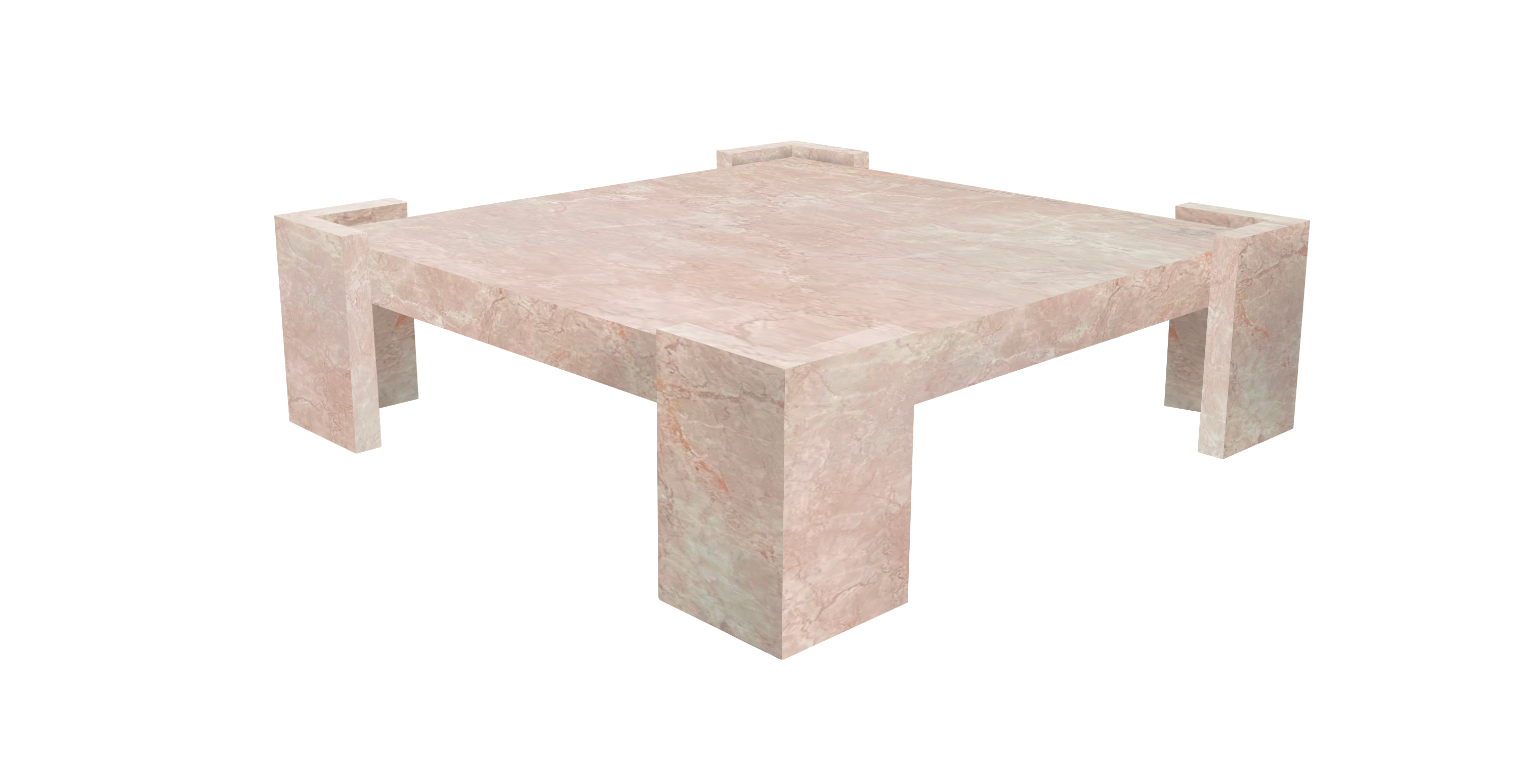 Poggio Marble Low Profile Square Coffee Table -  Marble Rose Cream