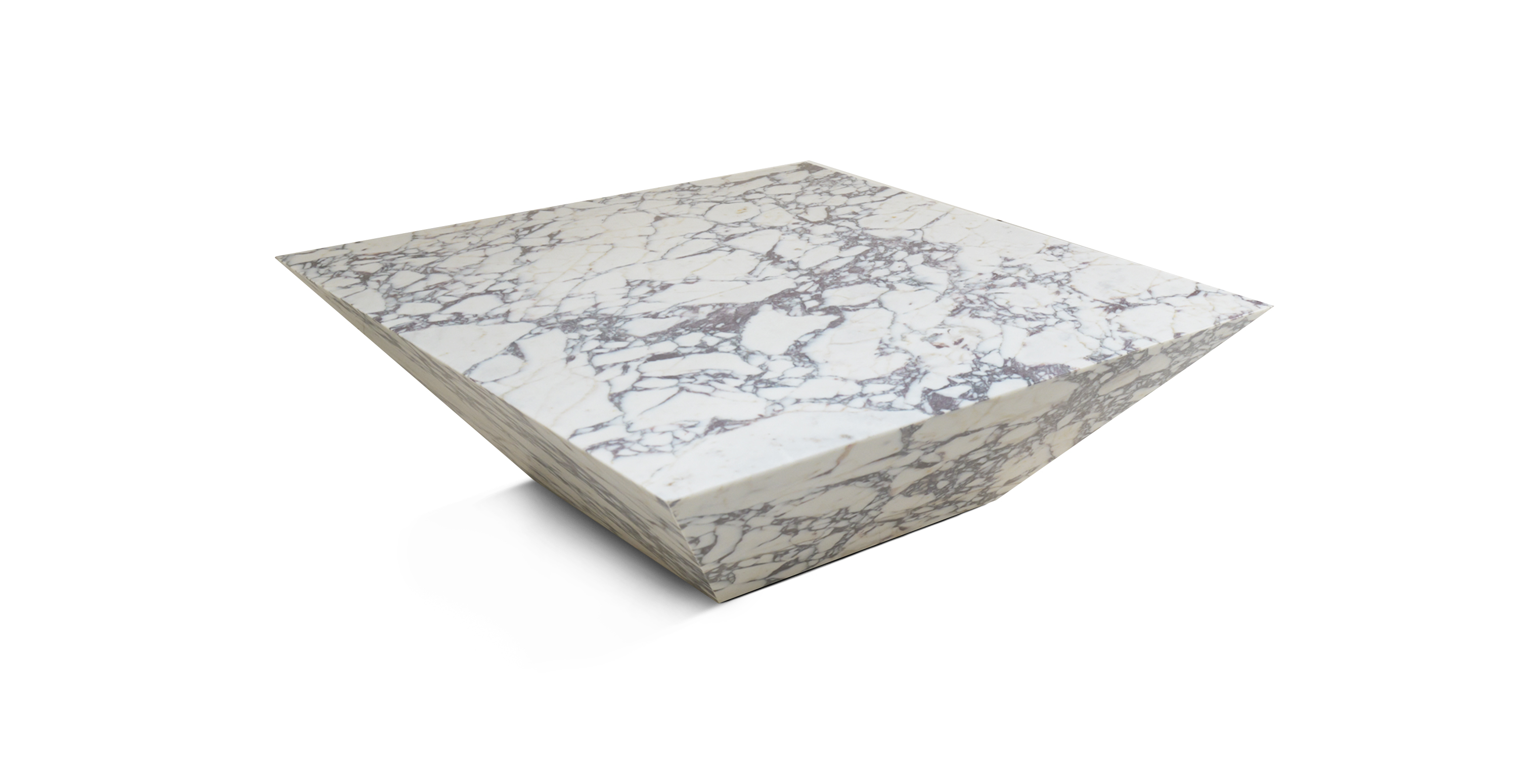 Essenza Marble Plinth Modern Coffee Table -  Marble Calacatta Viola
