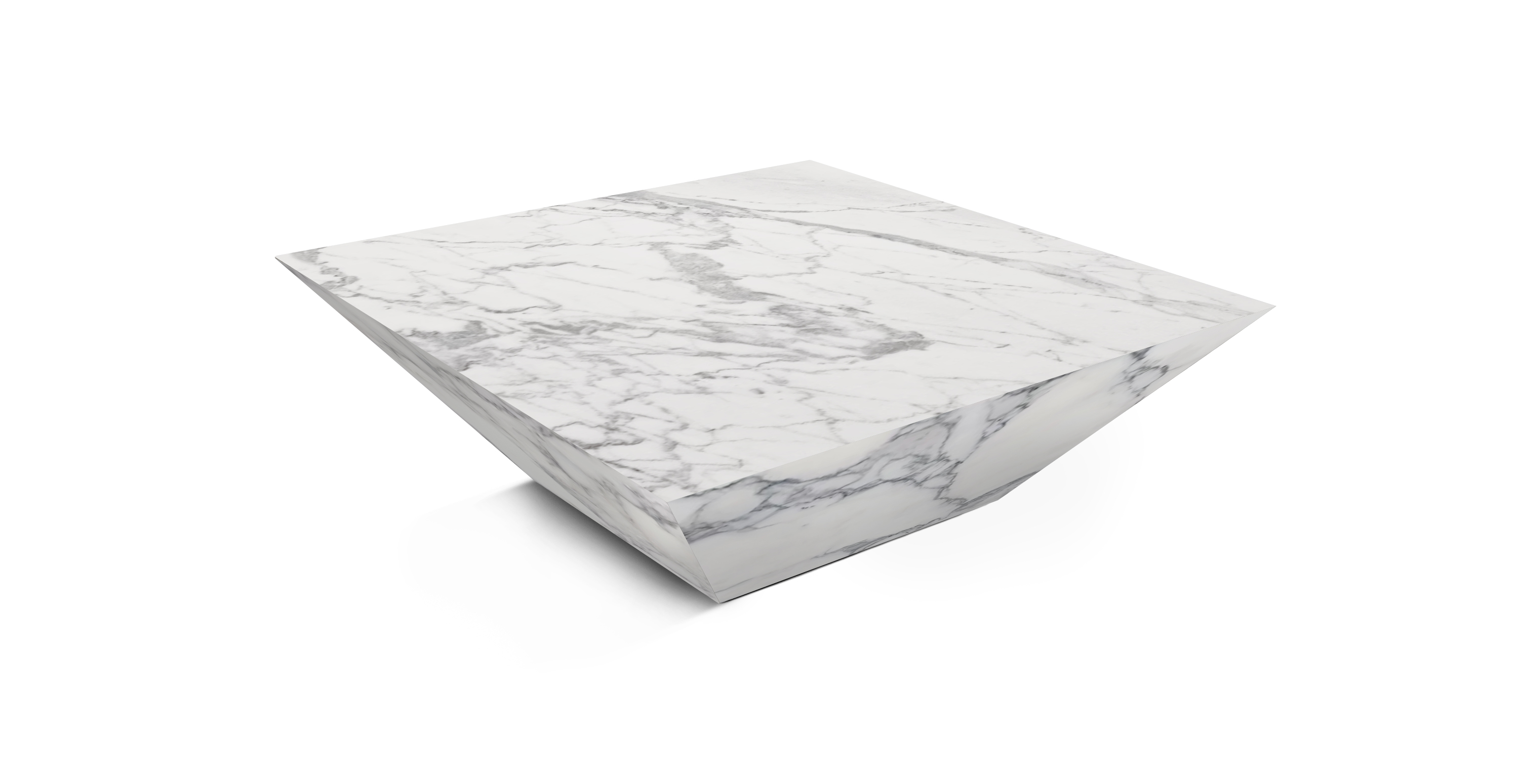Essenza Marble Plinth Modern Coffee Table -  Marble Arabescato