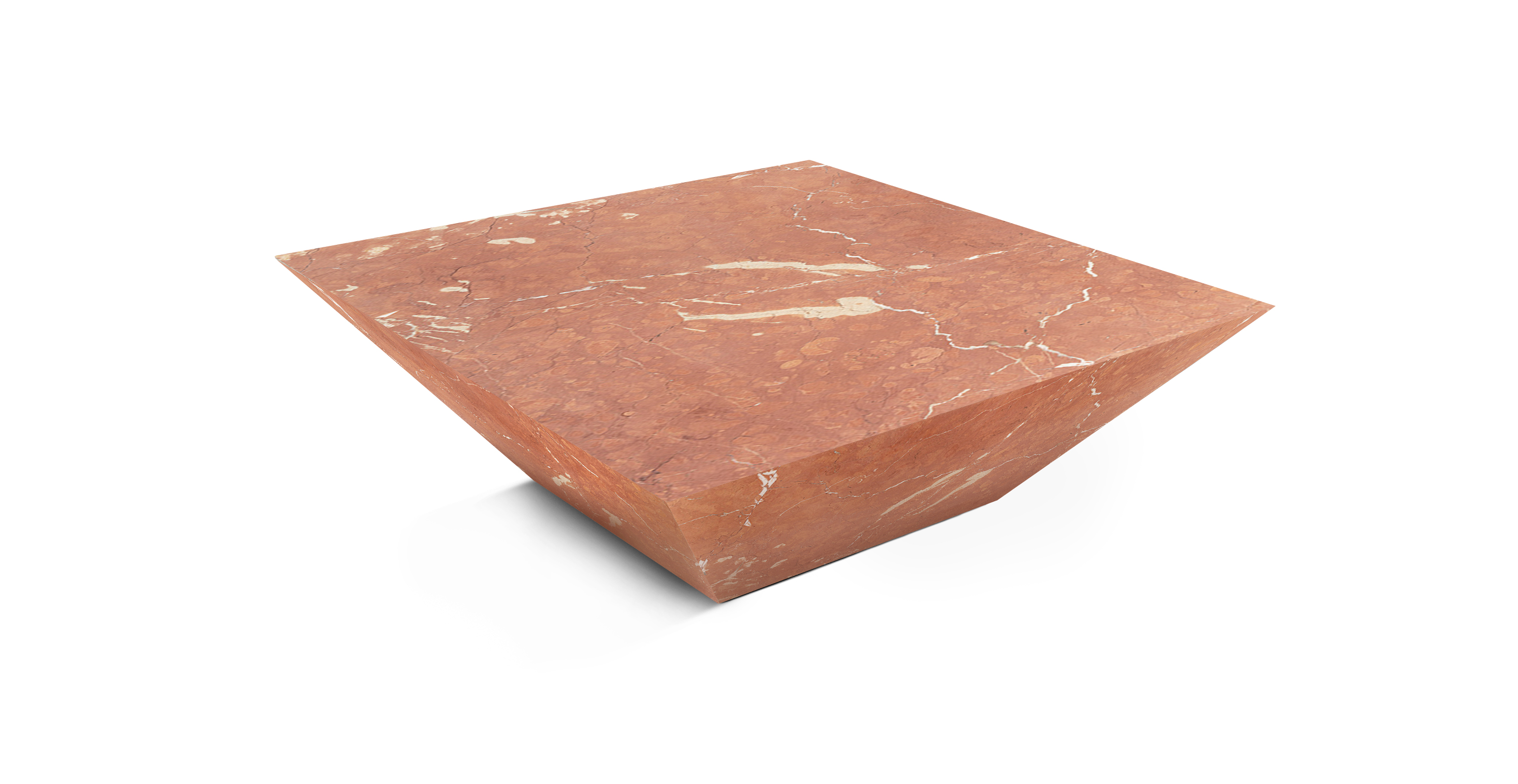 Essenza Marble Plinth Modern Coffee Table -  Marble Coral Red