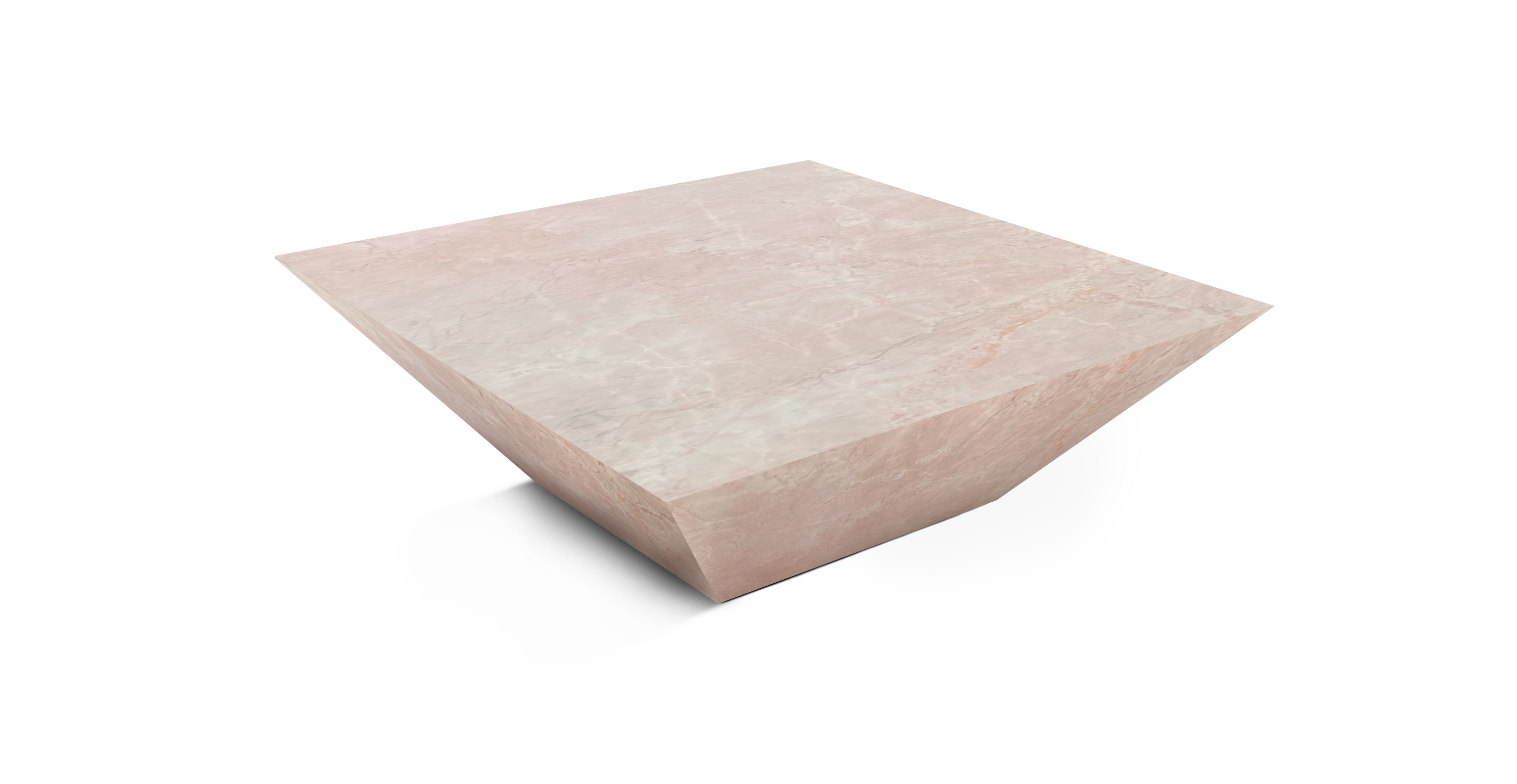 Essenza Marble Plinth Modern Coffee Table -  Marble Rose Cream