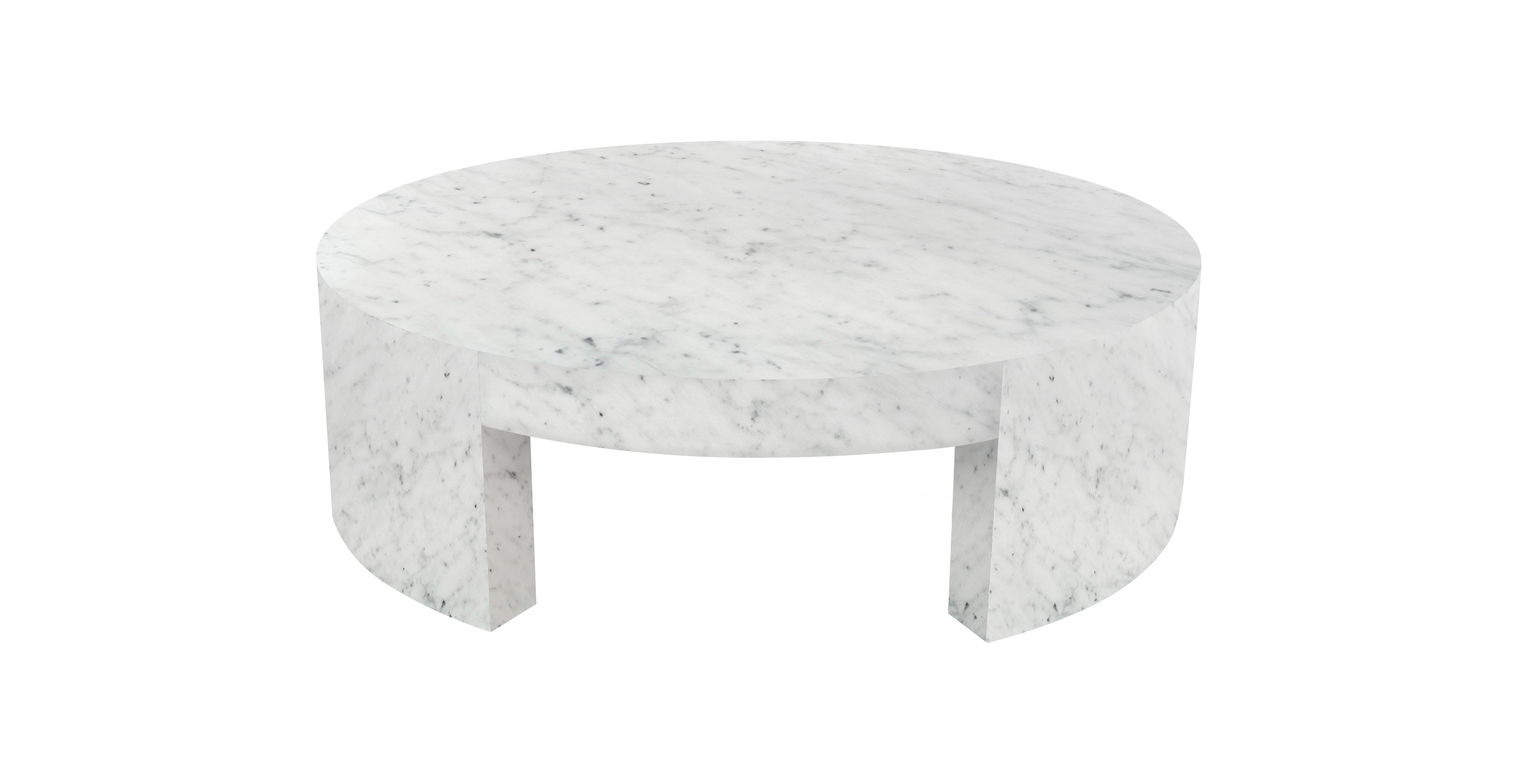Eclissi Marble Round Coffee Table with Block Legs -  Marble Carrara