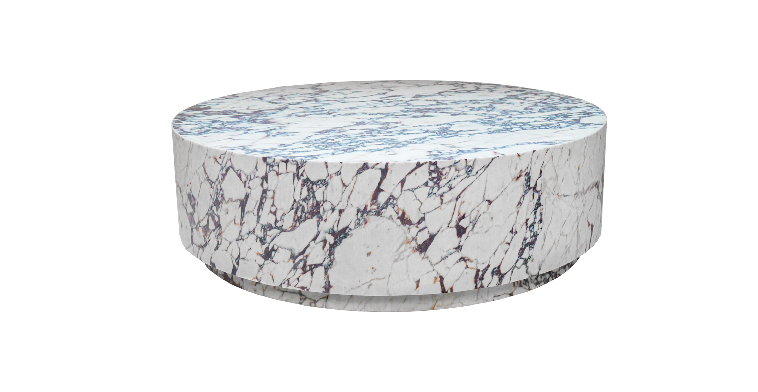 Rotondo Marble Round Minimalist Coffee Table -  Marble Calacatta Viola 48"