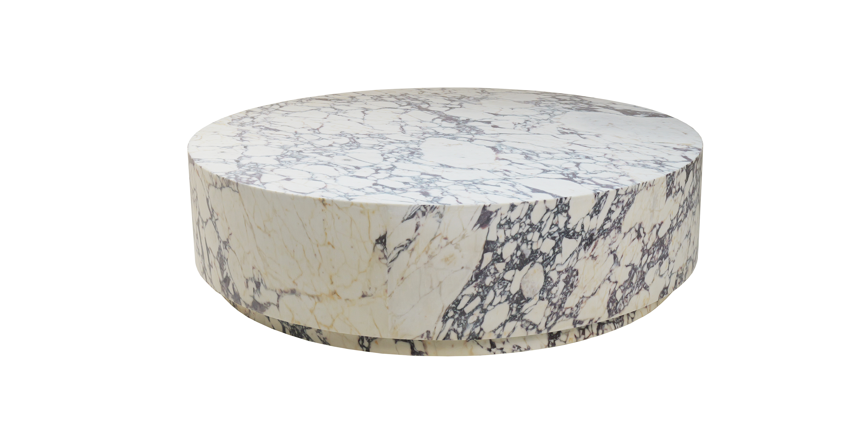 Rotondo Marble Round Minimalist Coffee Table -  Marble Calacatta Viola 55"