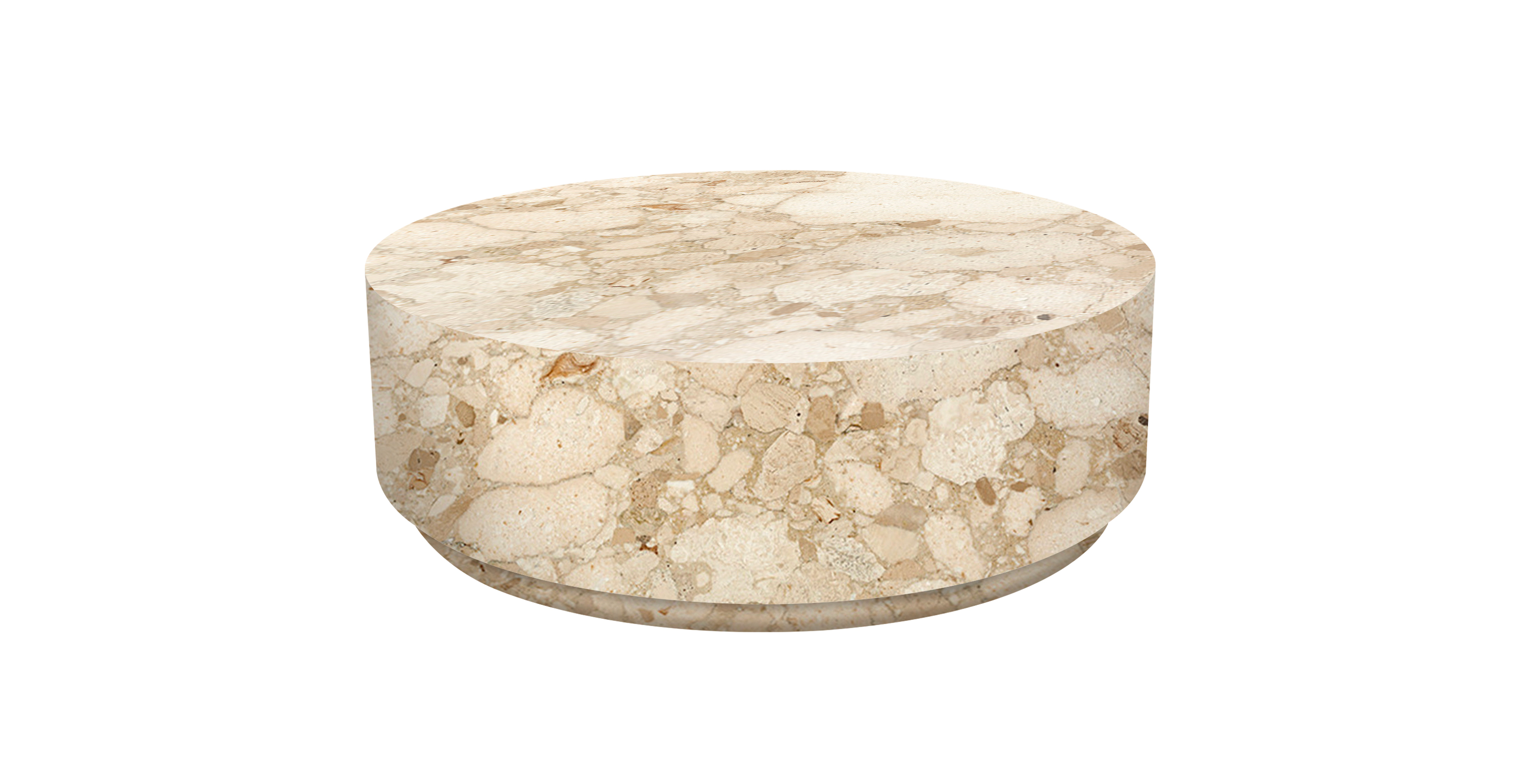 Rotondo Marble Round Minimalist Coffee Table -  Marble Kunis Breccia 48"