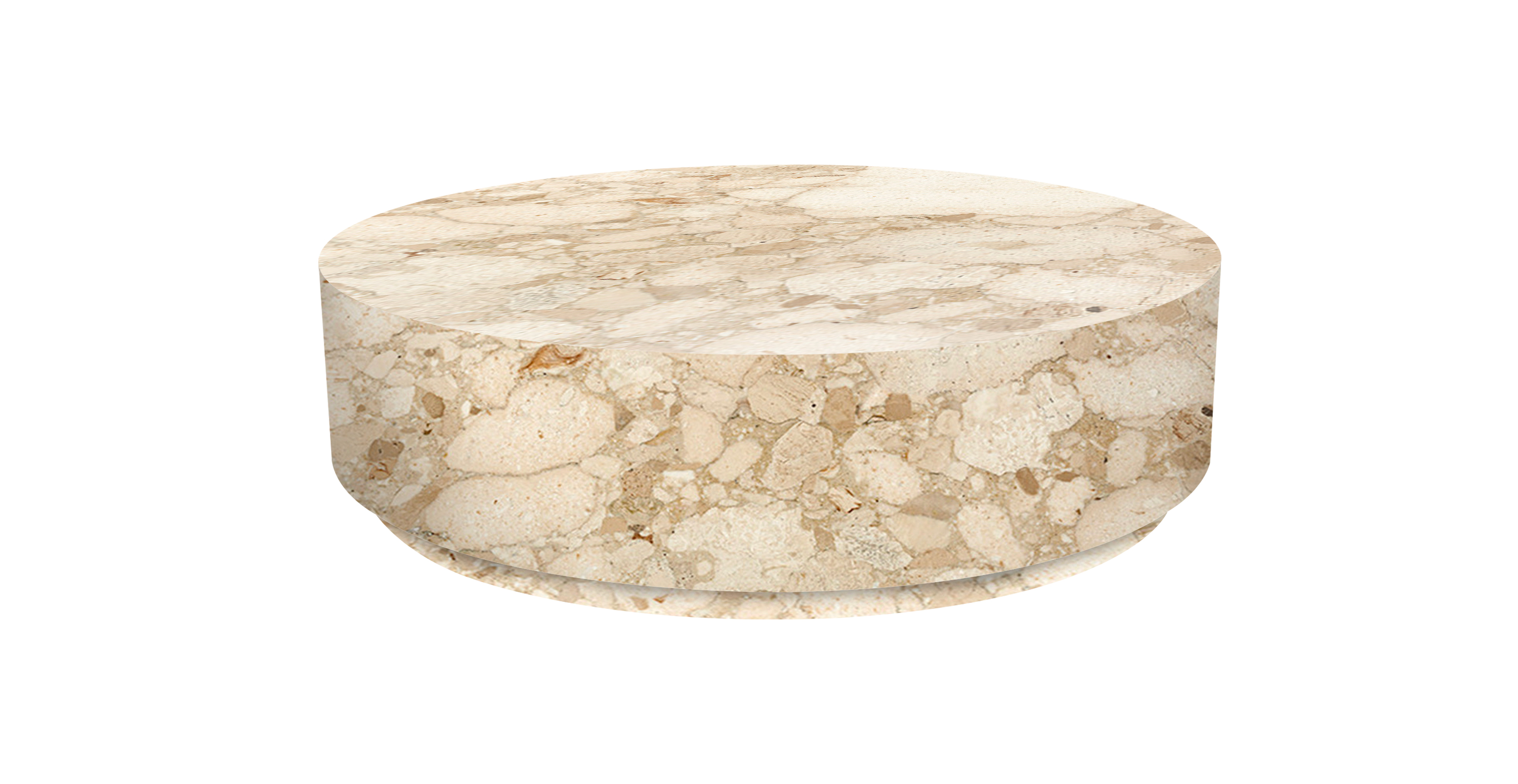 Rotondo Marble Round Minimalist Coffee Table -  Marble Kunis Breccia 55"