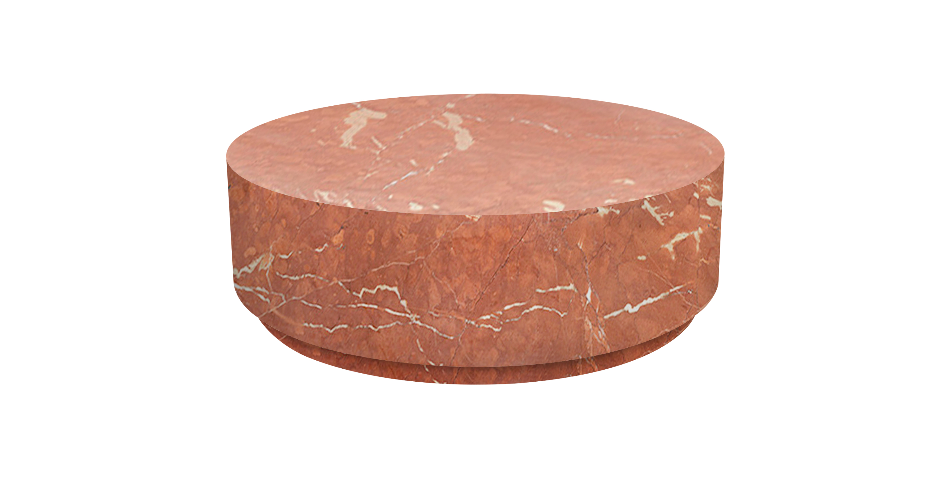 Rotondo Marble Round Minimalist Coffee Table -  Marble Coral Red 48"
