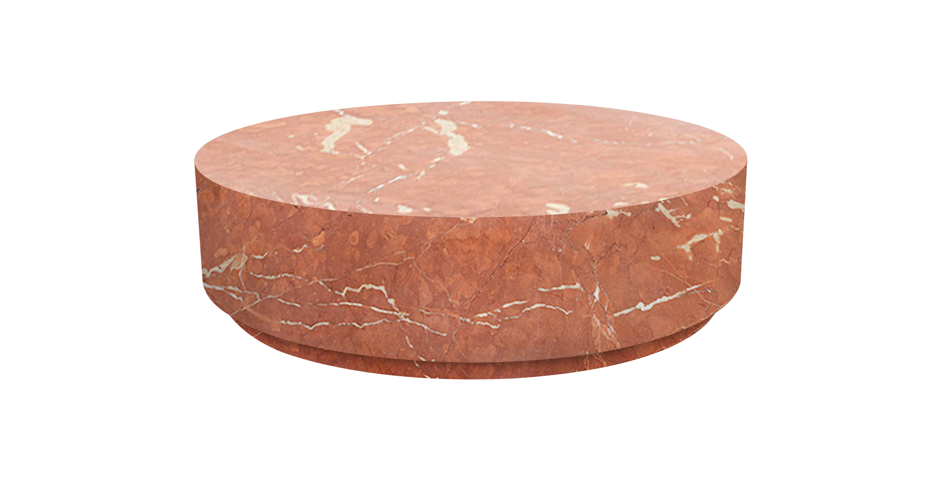 Rotondo Marble Round Minimalist Coffee Table -  Marble Coral Red 55"