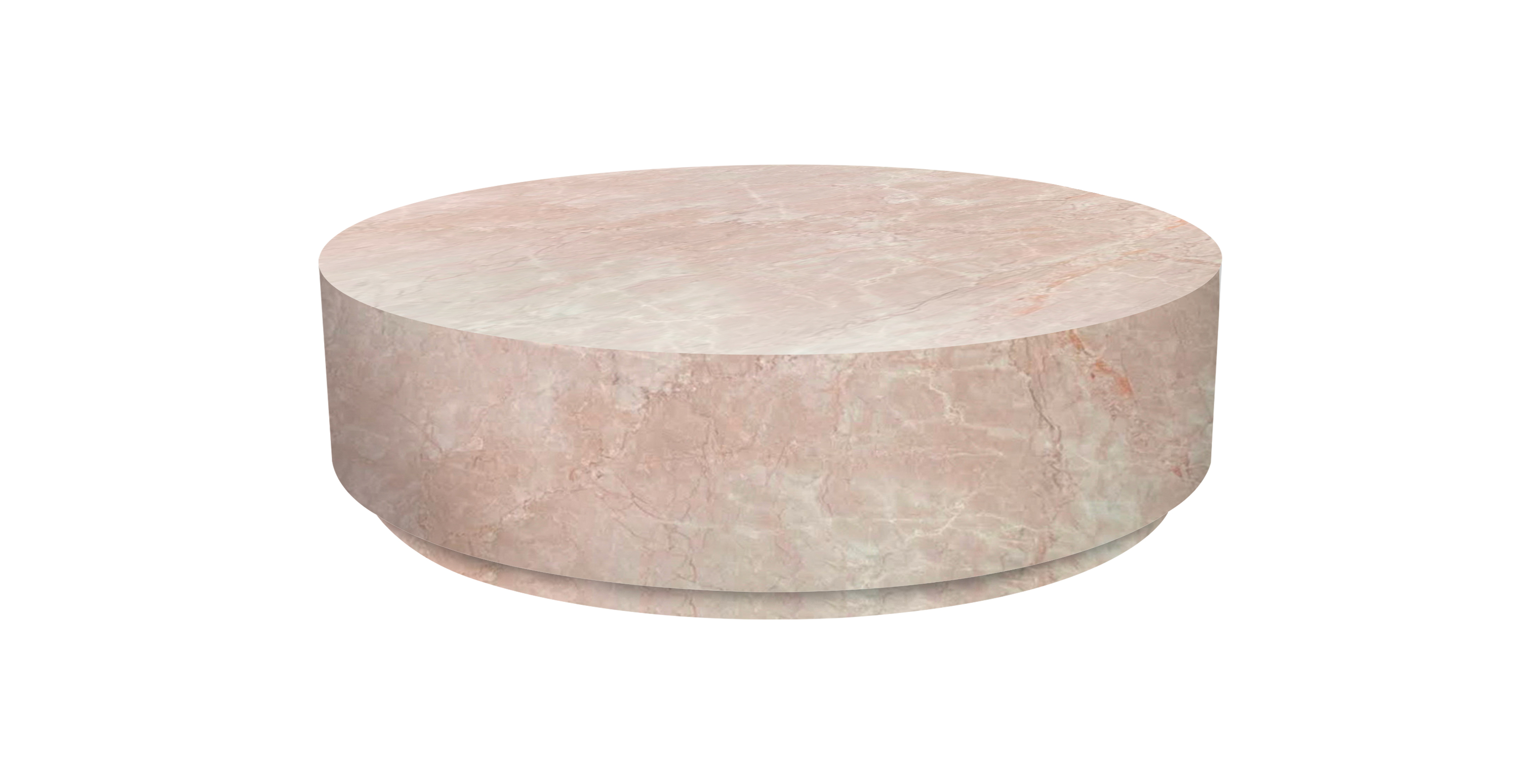 Rotondo Marble Round Minimalist Coffee Table -  Marble Rose Cream 55"