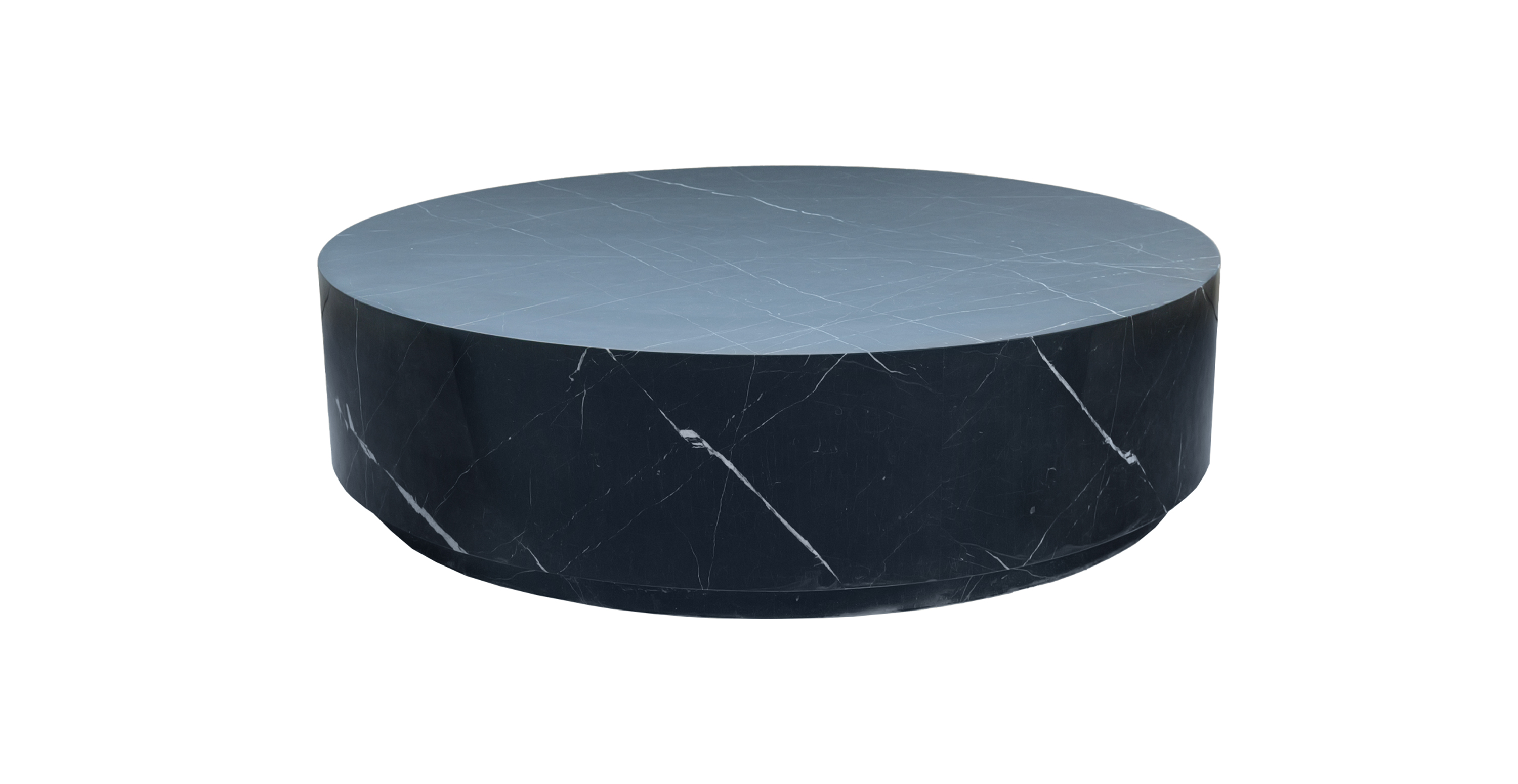 Rotondo Marble Round Minimalist Coffee Table -  Marble Calacatta Nero 55"
