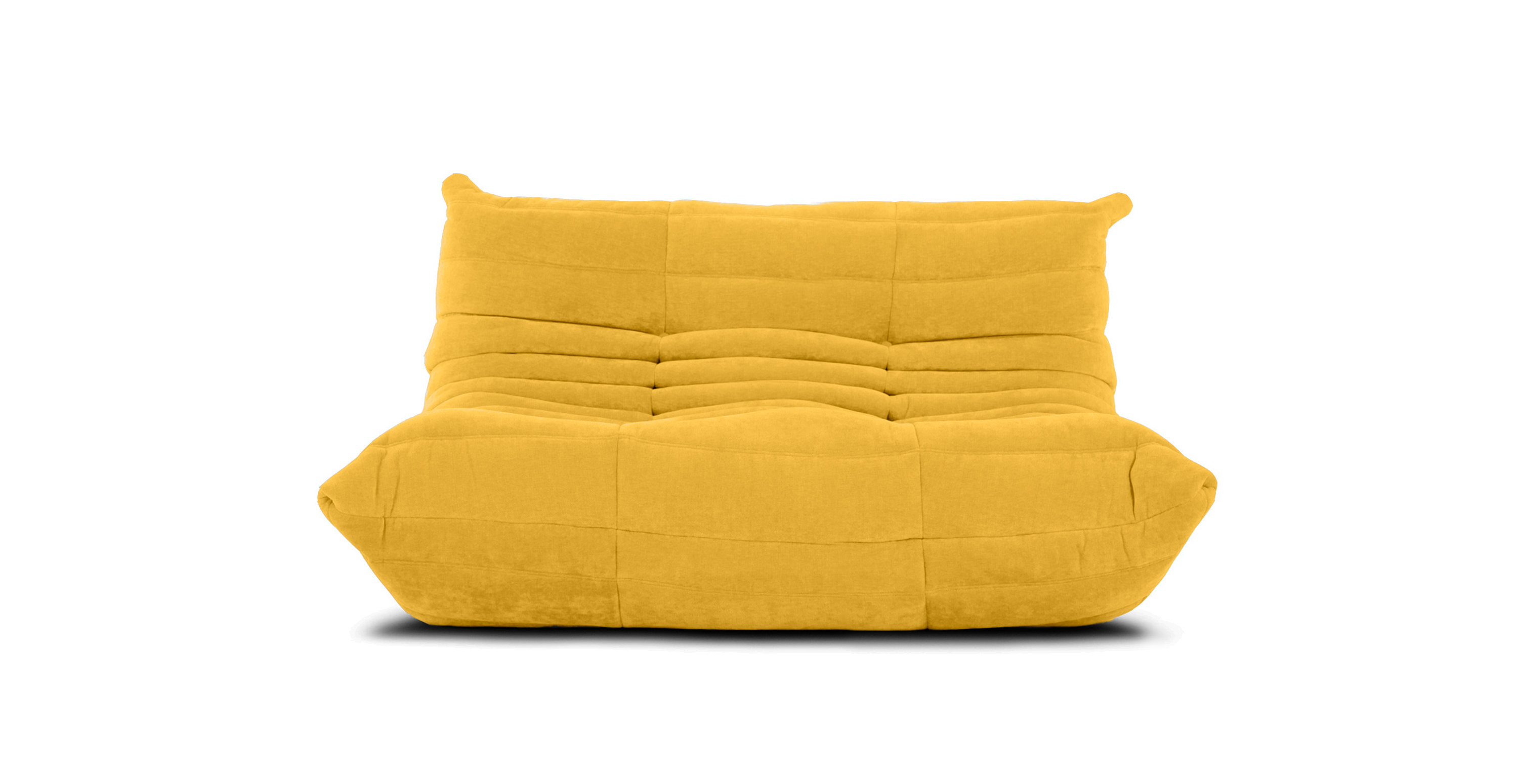 Togo Michel Ducaroy Portside 2 Seater Yellow Chenille Modern Loveseat