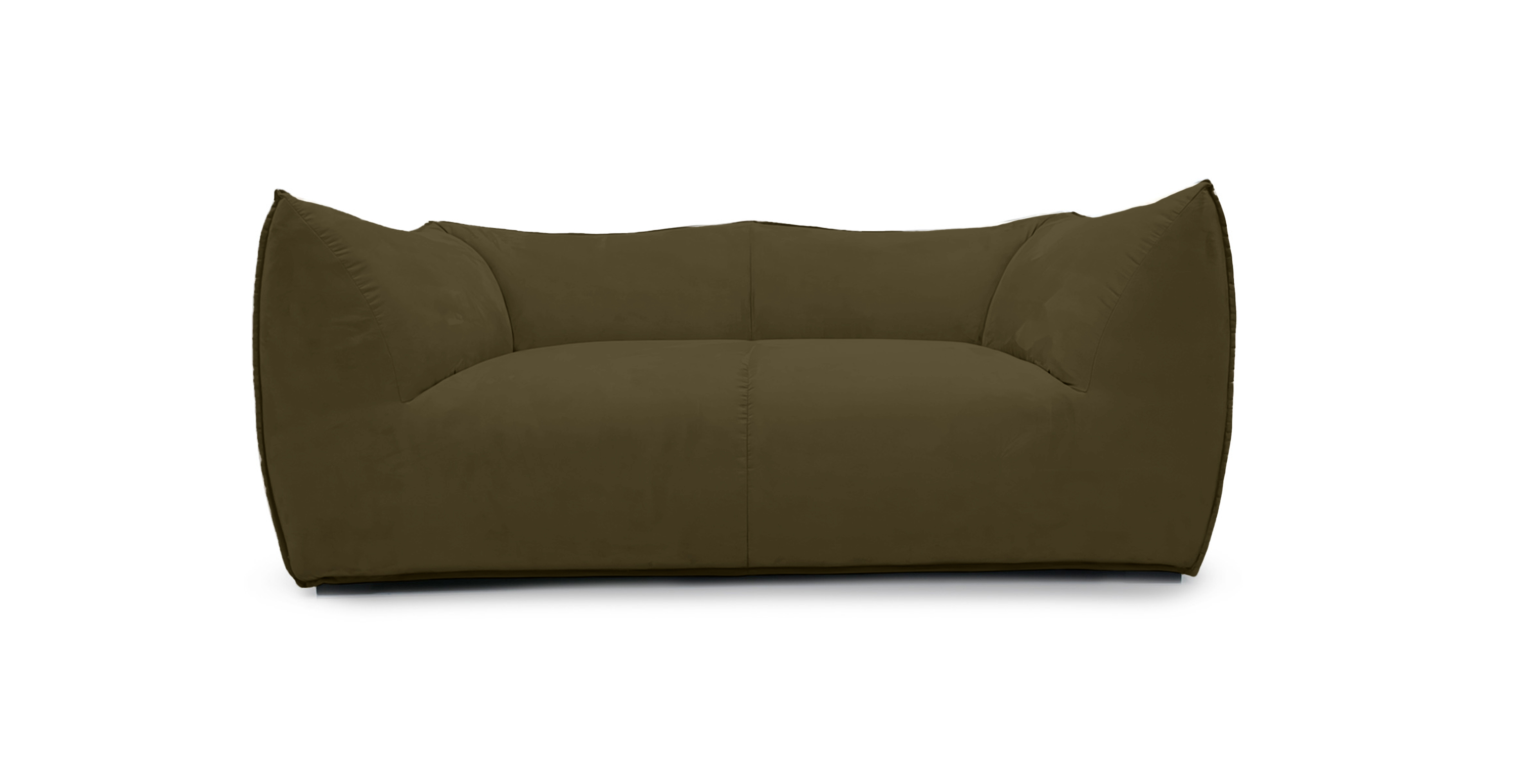 Mario Bellini Leandro Modern Loveseat -  Velvet Army Green Velvet