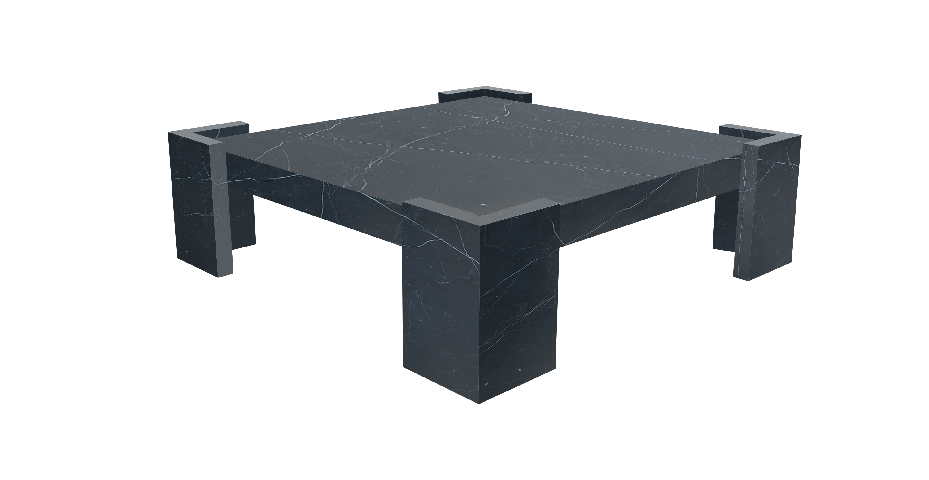 Poggio Marble Low Profile Square Coffee Table - Marble Calacatta Nero