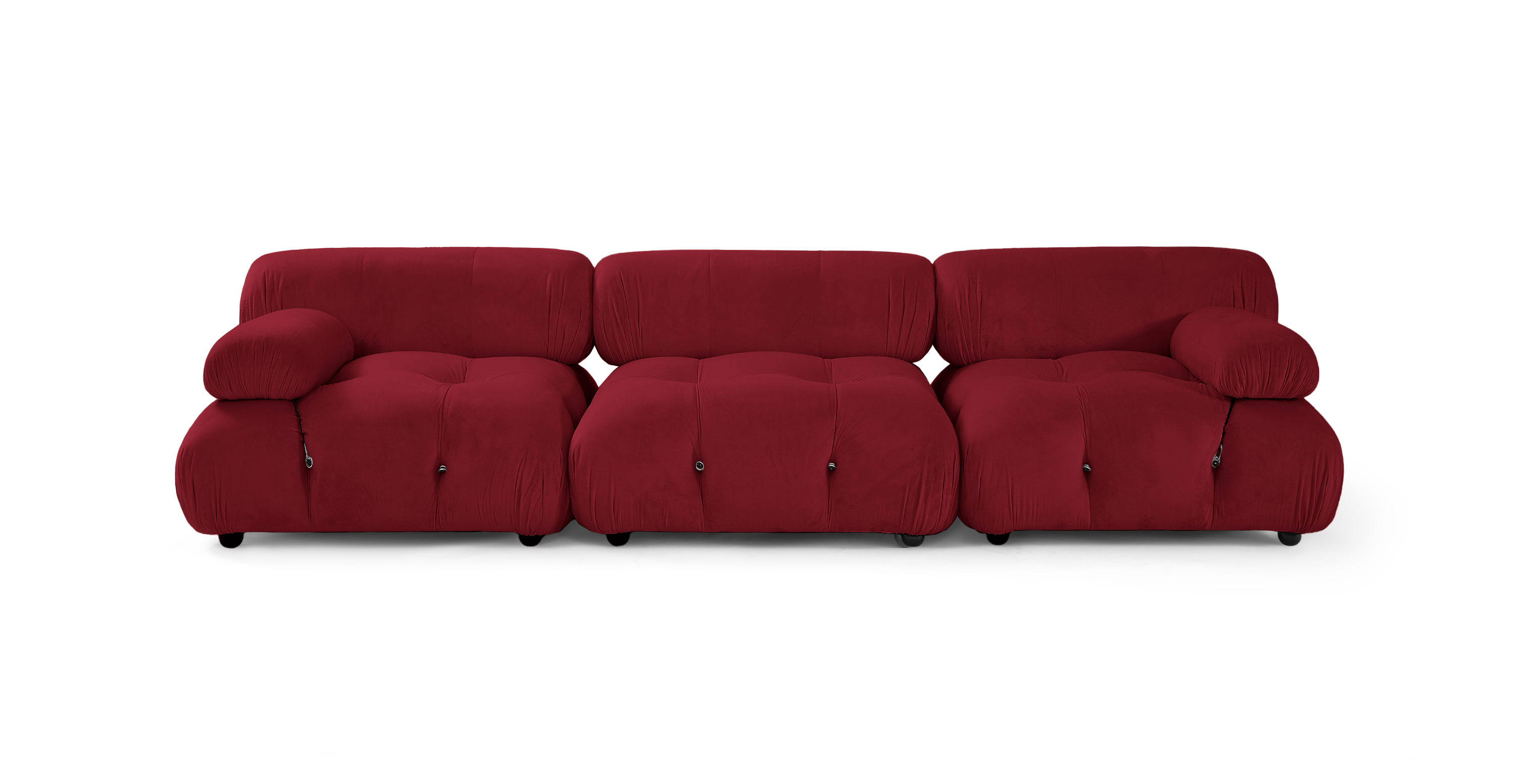 Mario Bellini 3-Seater Modular Sofa -  Burgundy Velvet Velvet