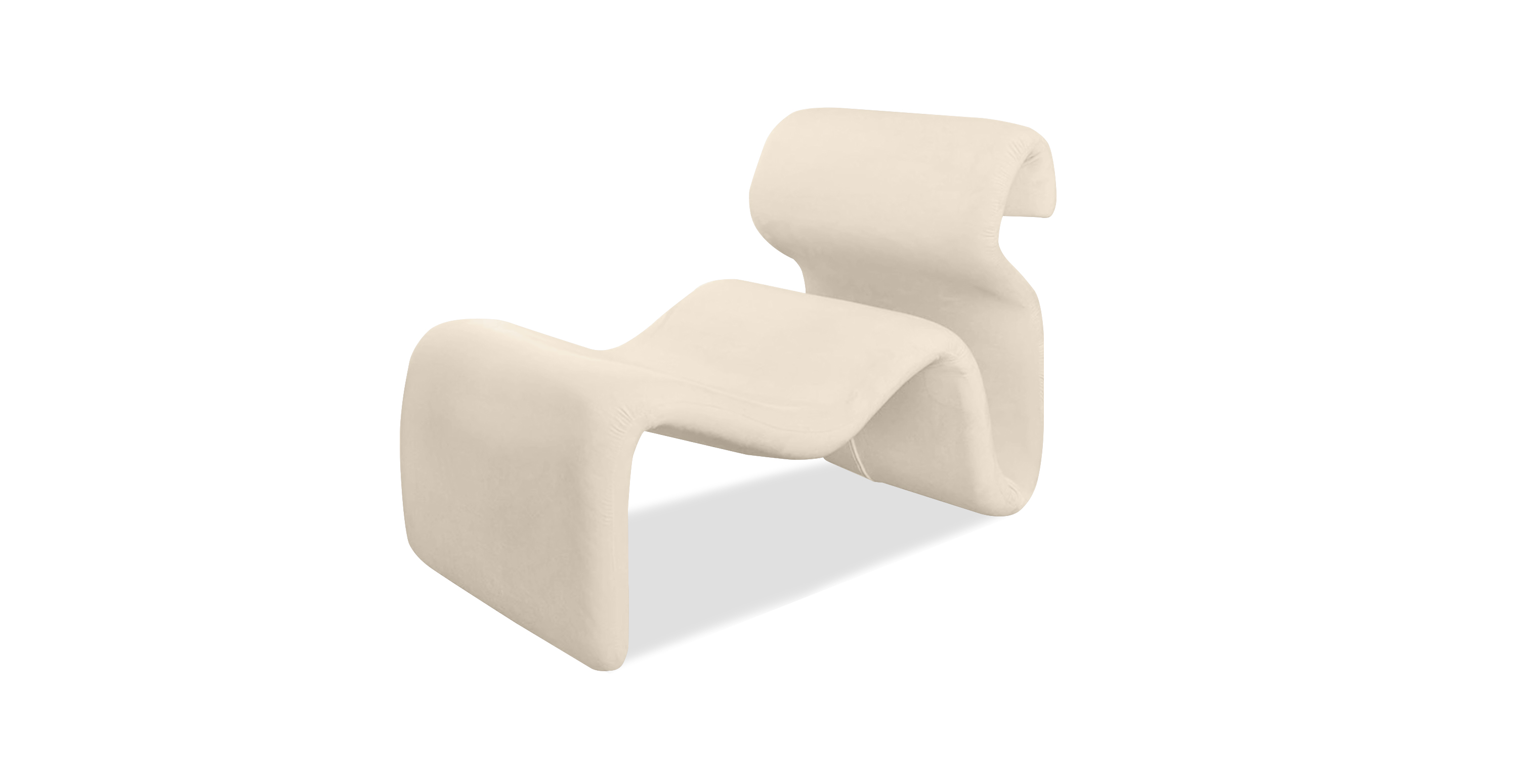 Jan Ekselius Etcetera Ergonomic Lounge Chair -  Velvet Ivory Velvet
