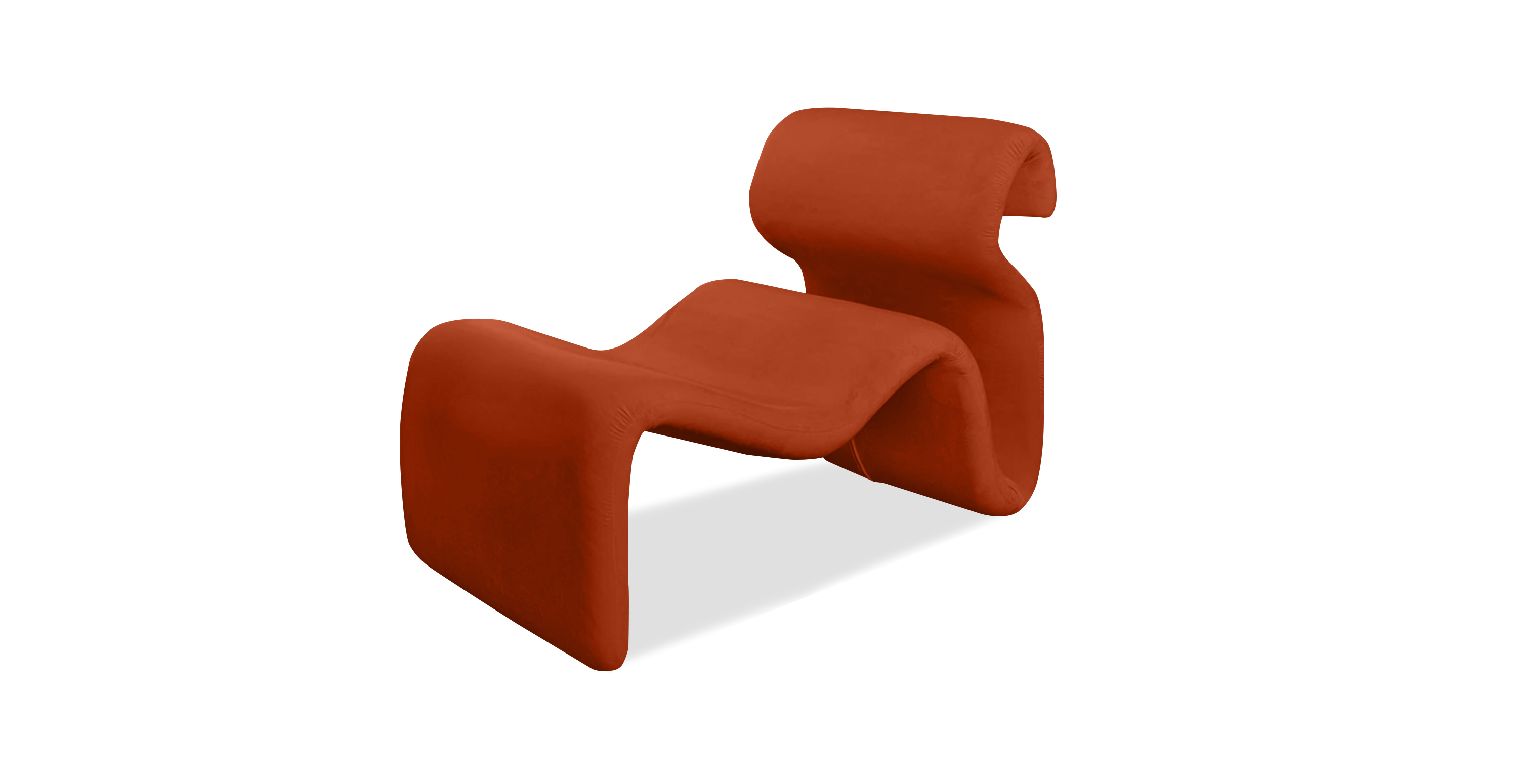 Jan Ekselius Etcetera Ergonomic Lounge Chair - Velvet Rust Orange Velvet
