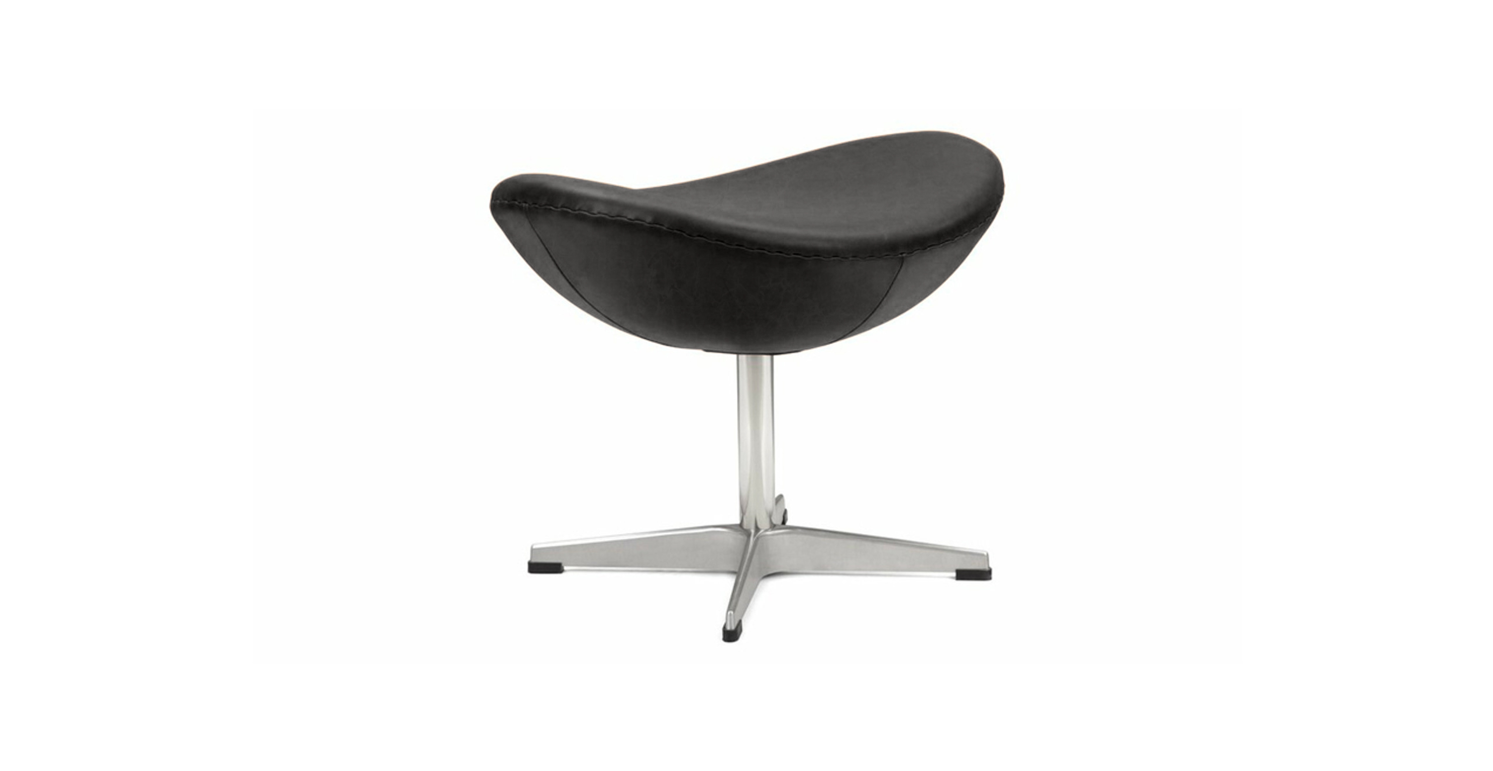 Arne Jacobsen Egg Chair Ottoman -  Leather Antique Black