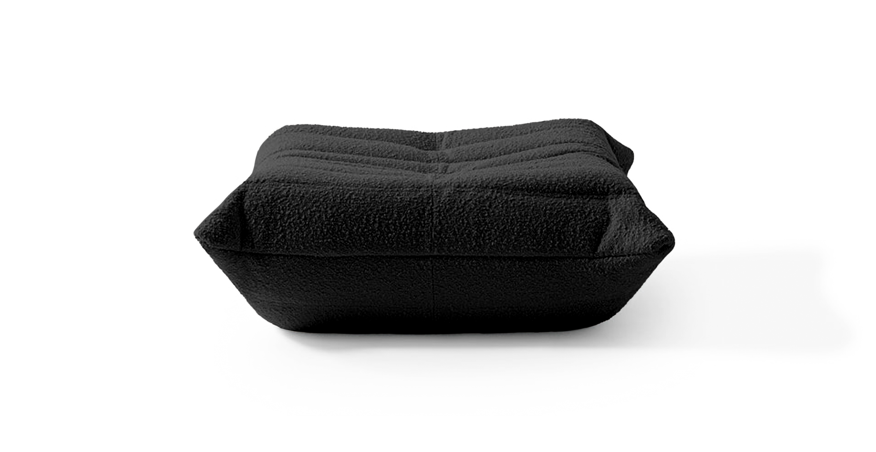 Michel Ducaroy Modern Fabric Ottoman -  Boucle Black Boucle