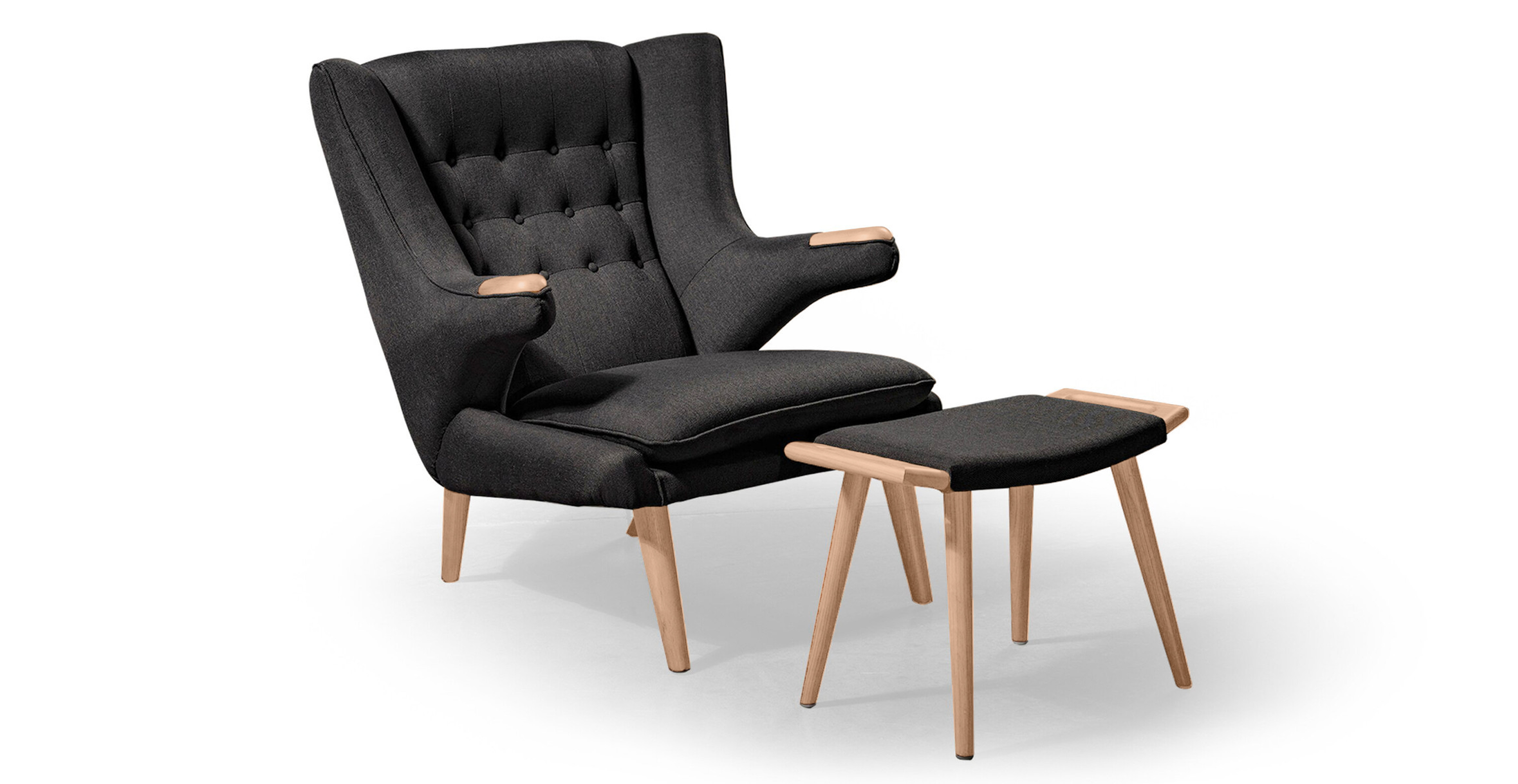 Papa Bear Chair & Ottoman - Natural - Twill Urban Ink