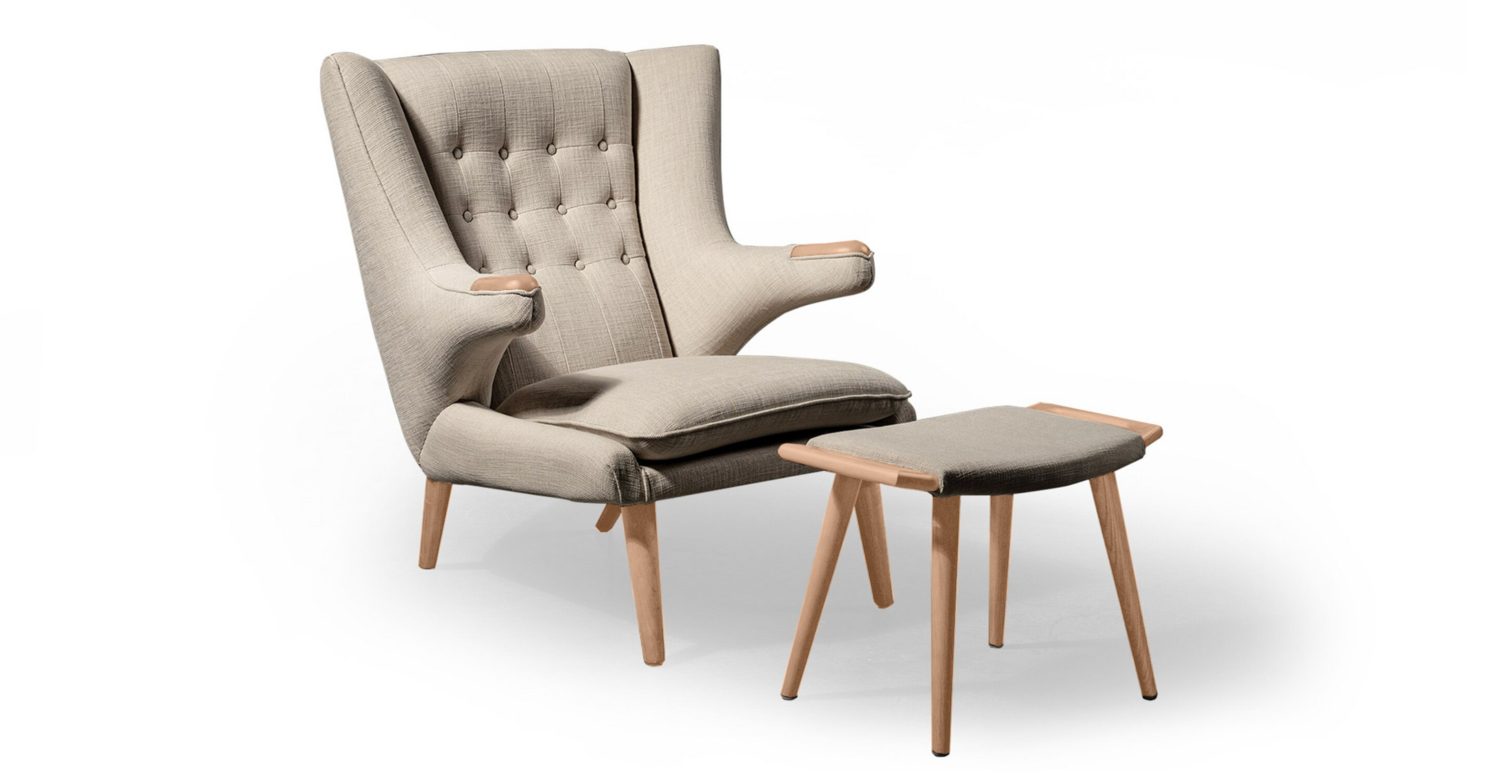 Papa Bear Chair & Ottoman - Natural - Twill Urban Hemp