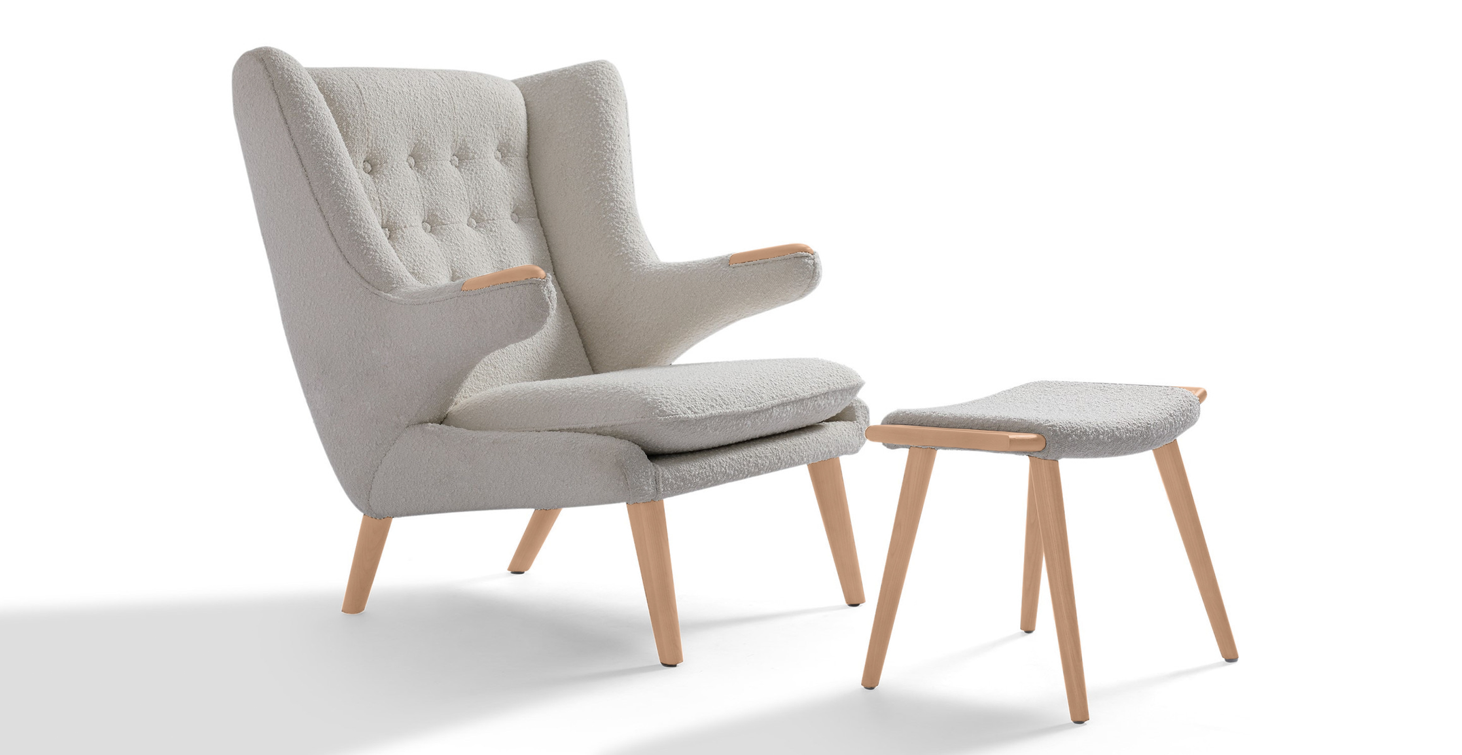 Papa Bear Chair & Ottoman - Natural - Boucle White Boucle
