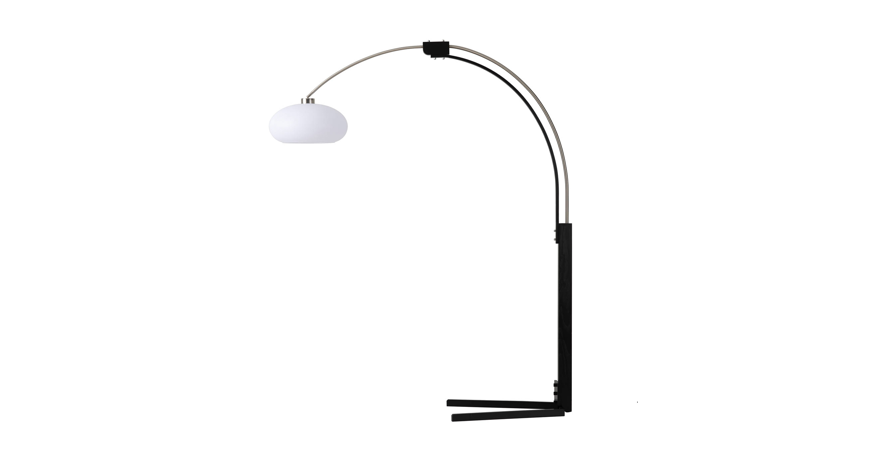 Morelli Arc Floor Lamp - 84", Satin Nickel & Black, Dimmer Switch, V-base -  Steel Satin Nickel and Matte Black