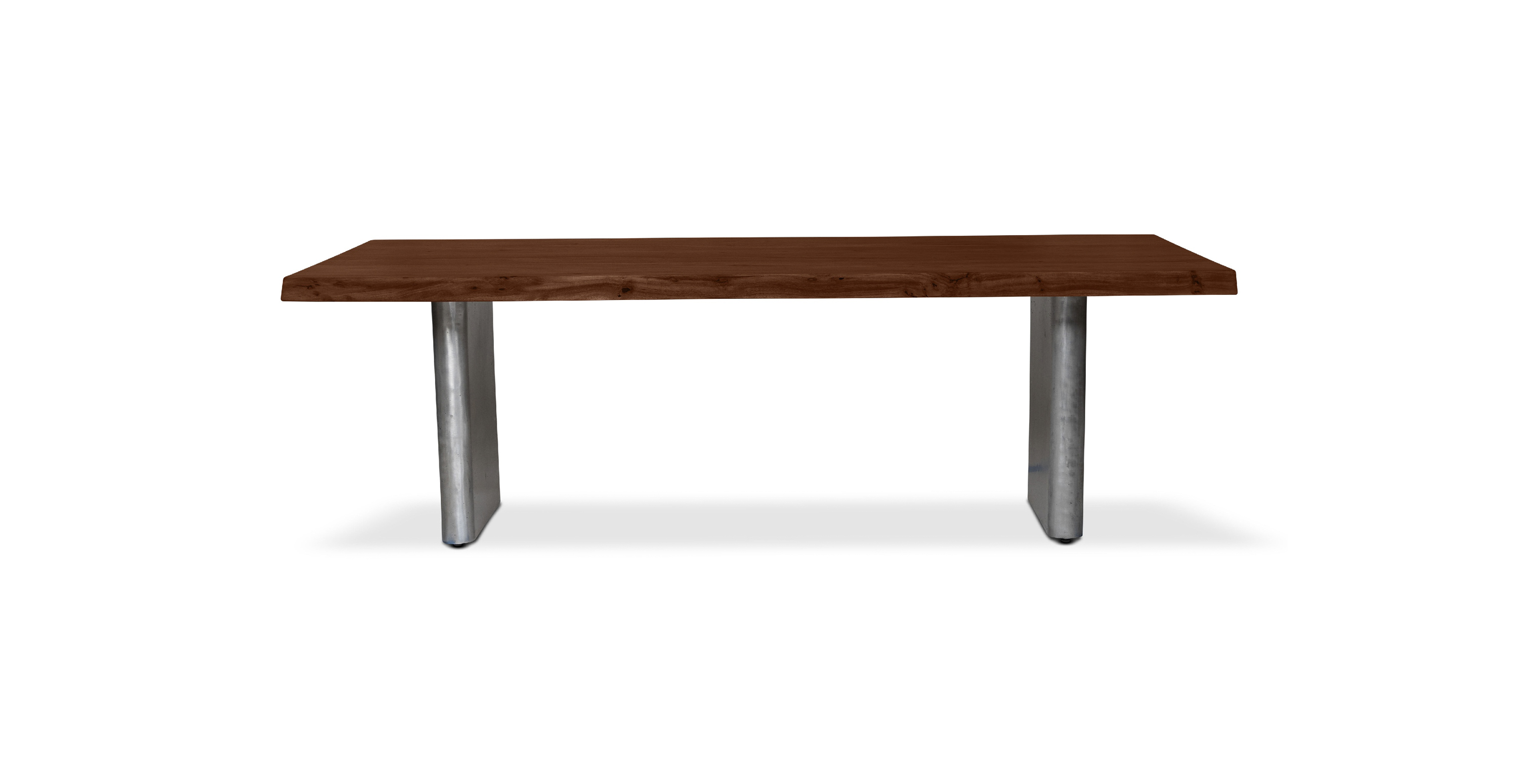 Flatbush Live Edge Hardwood Modern Dining Table -  WOOD TOP AND ANTIQUE NICKEL BASE Americano 79"