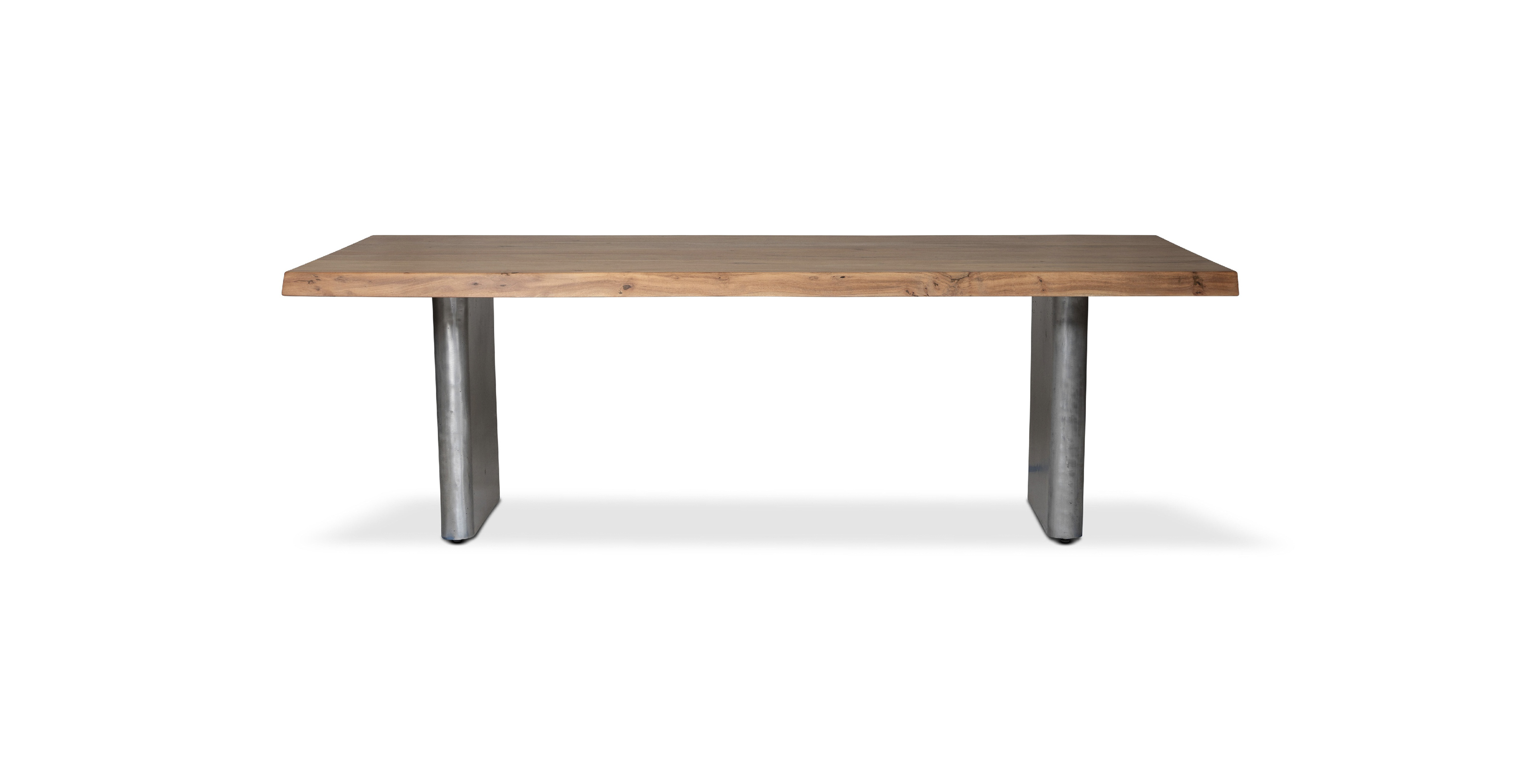 Flatbush Live Edge Hardwood Modern Dining Table -  WOOD TOP AND ANTIQUE NICKEL BASE Teak 79"