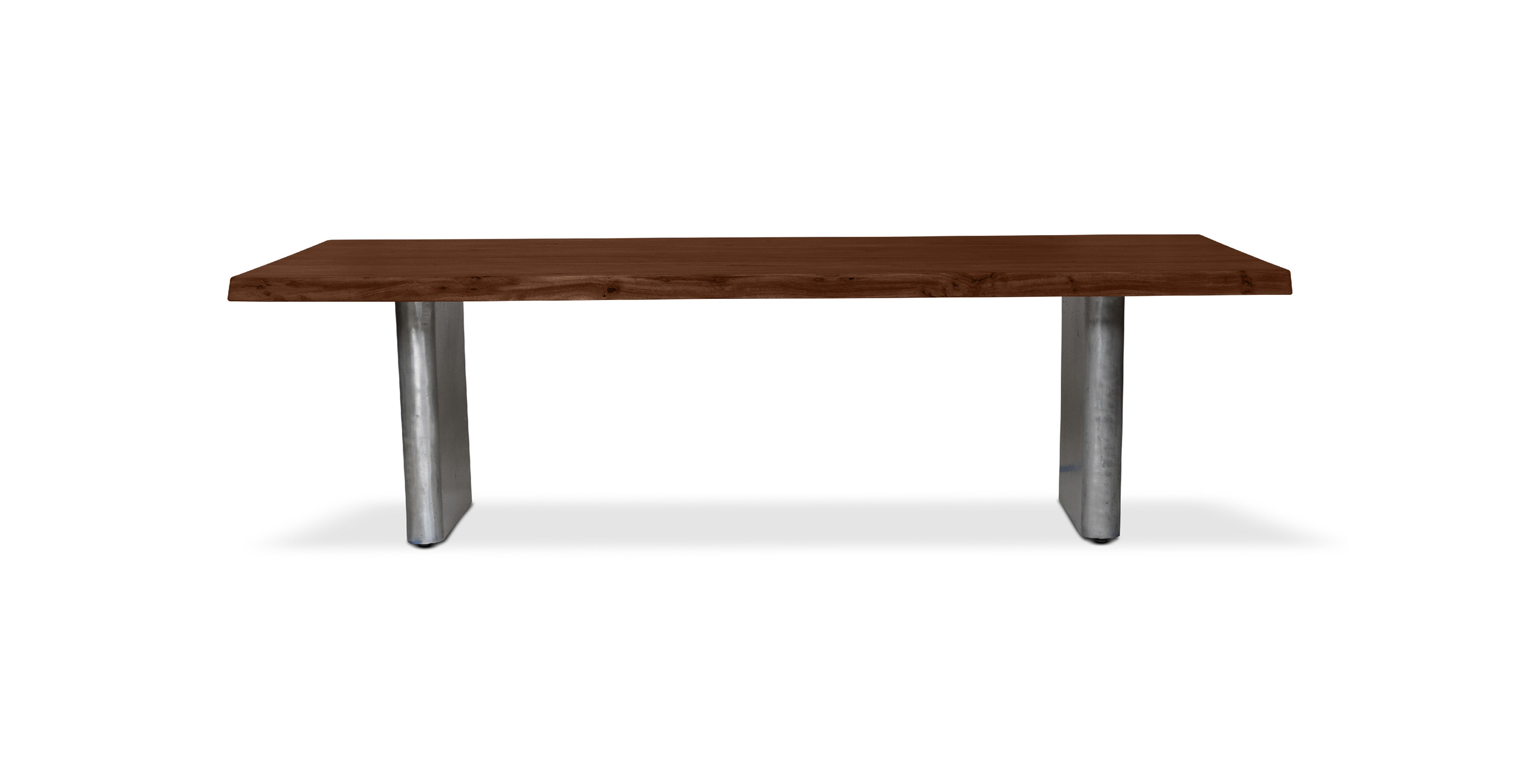 Flatbush Live Edge Hardwood Modern Dining Table -  WOOD TOP AND ANTIQUE NICKEL BASE Americano 92"