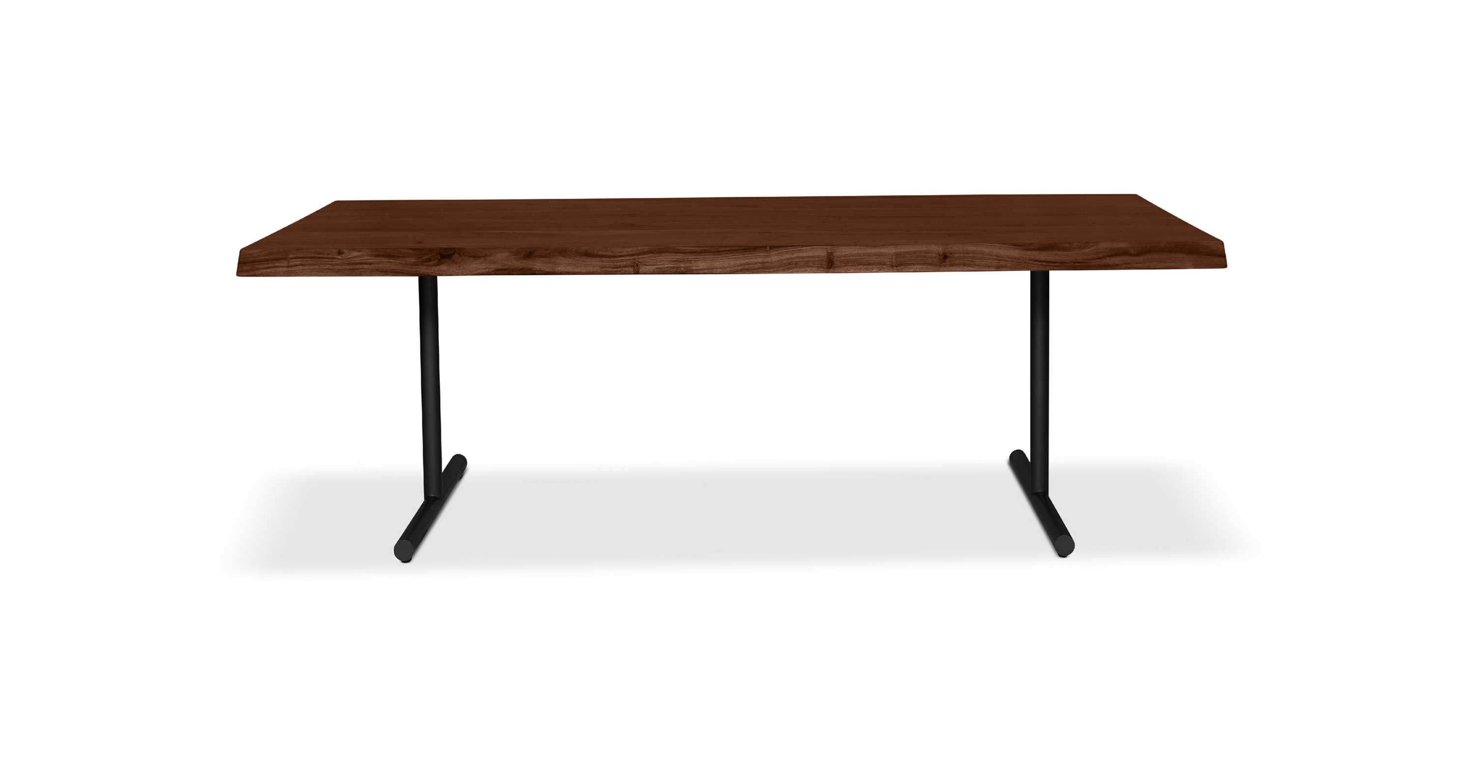 Orchard Black Aluminum T Base Wooden Dining Table -  Wood Top And Aluminum Base Americano 79"