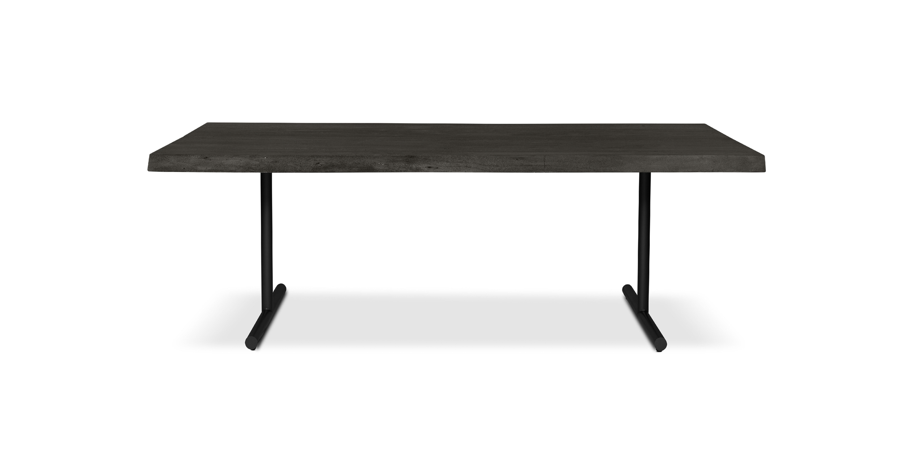 Orchard Black Aluminum T Base Wooden Dining Table -  Wood Top And Aluminum Base Ebonized 79"