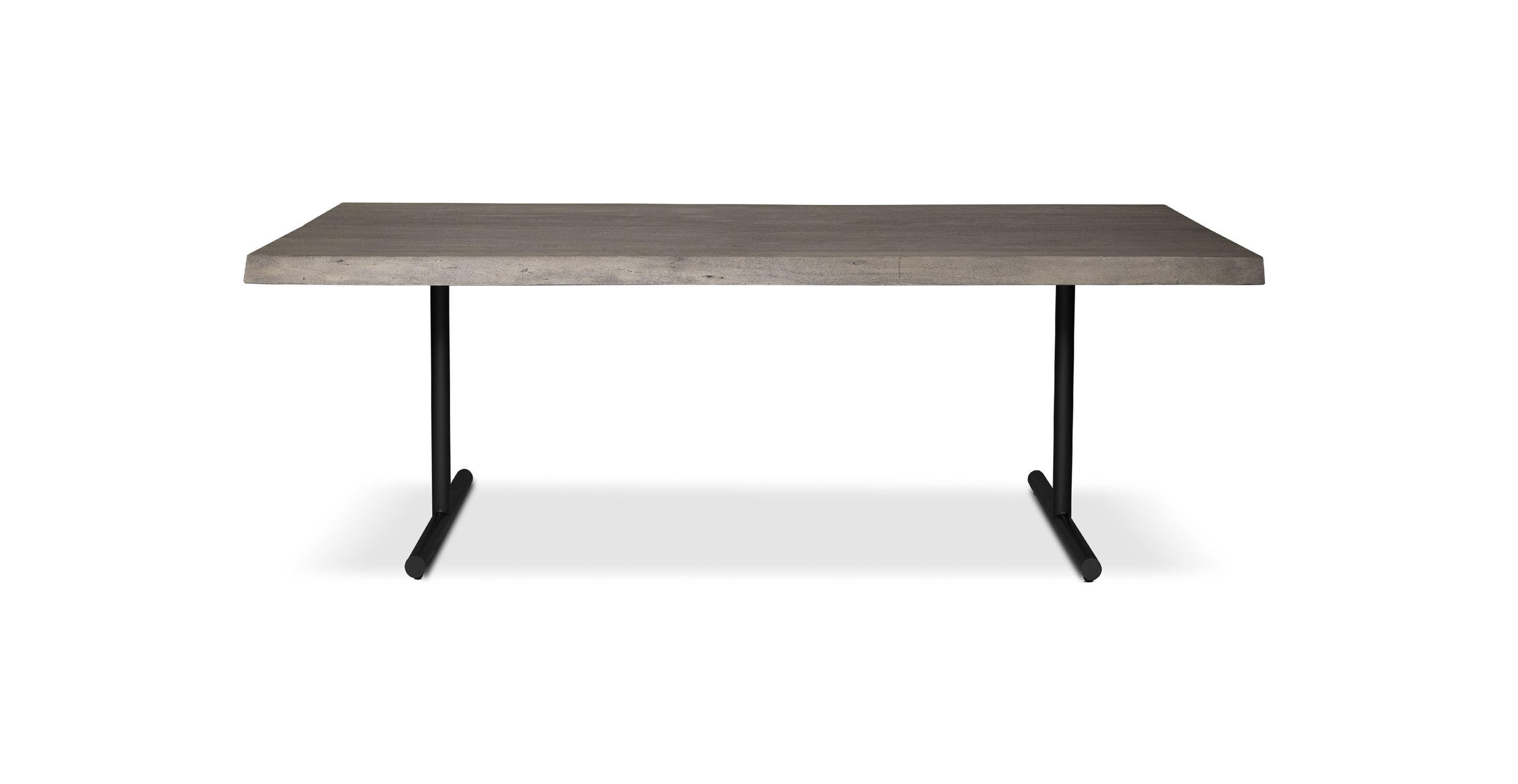 Orchard Black Aluminum T Base Wooden Dining Table -  Wood Top And Aluminum Base Sandblasted Grey 79"