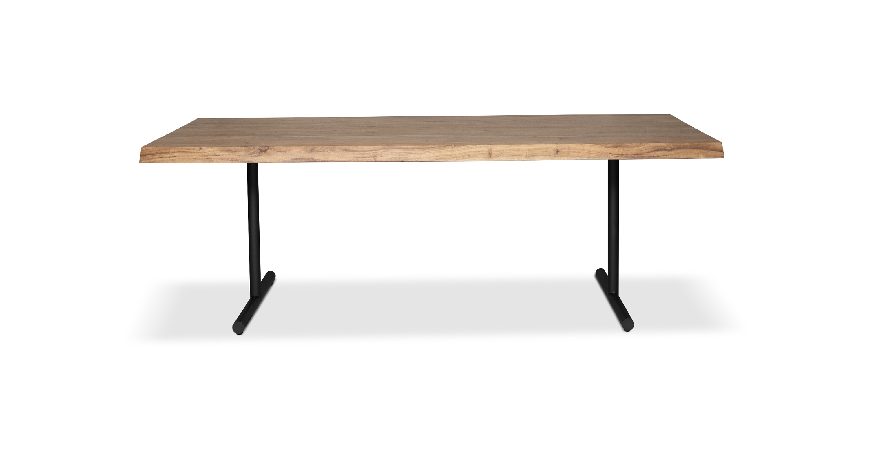 Orchard Black Aluminum T Base Wooden Dining Table -  Wood Top And Aluminum Base Teak 79"