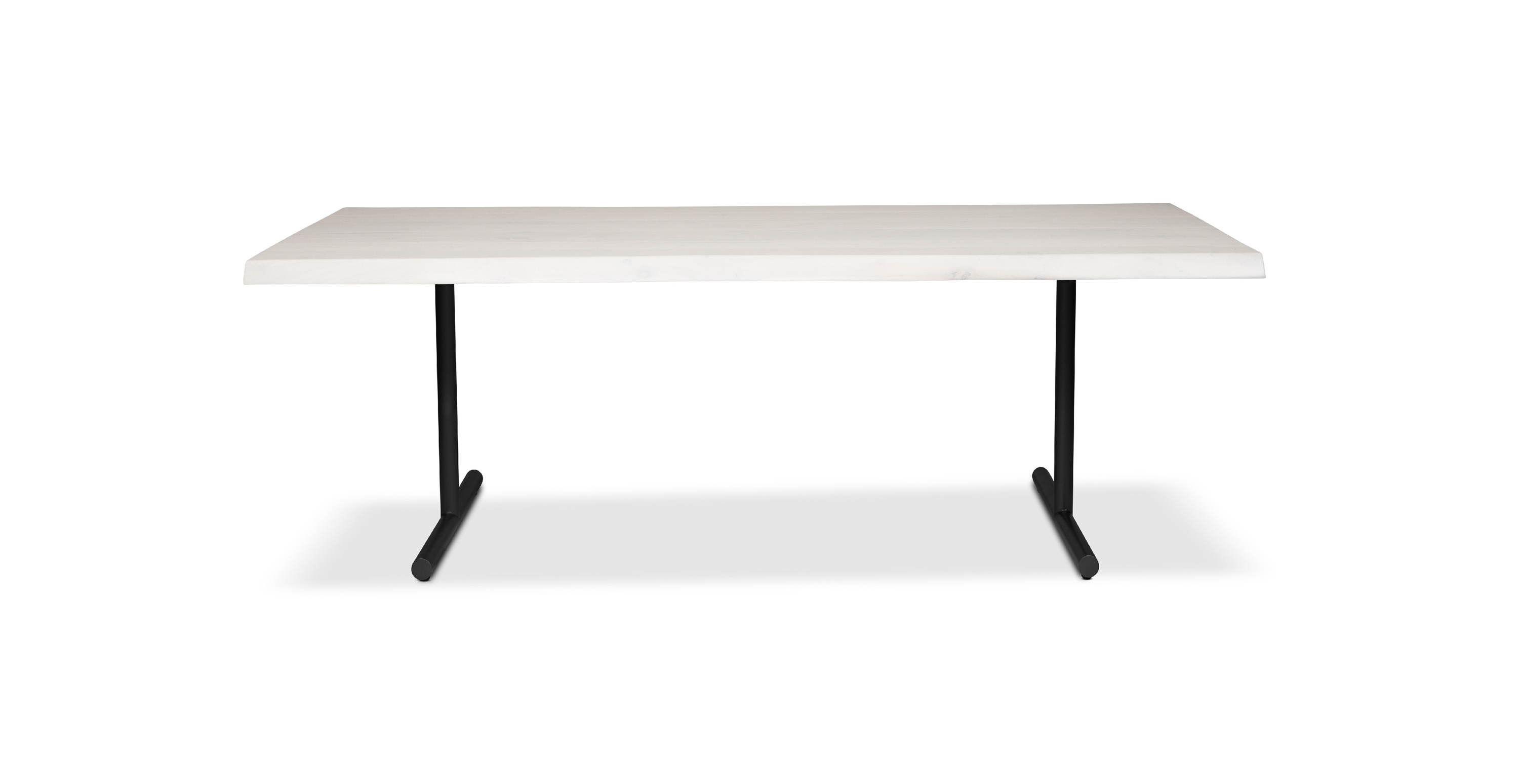 Orchard Black Aluminum T Base Wooden Dining Table -  Wood Top And Aluminum Base White Wash 79"