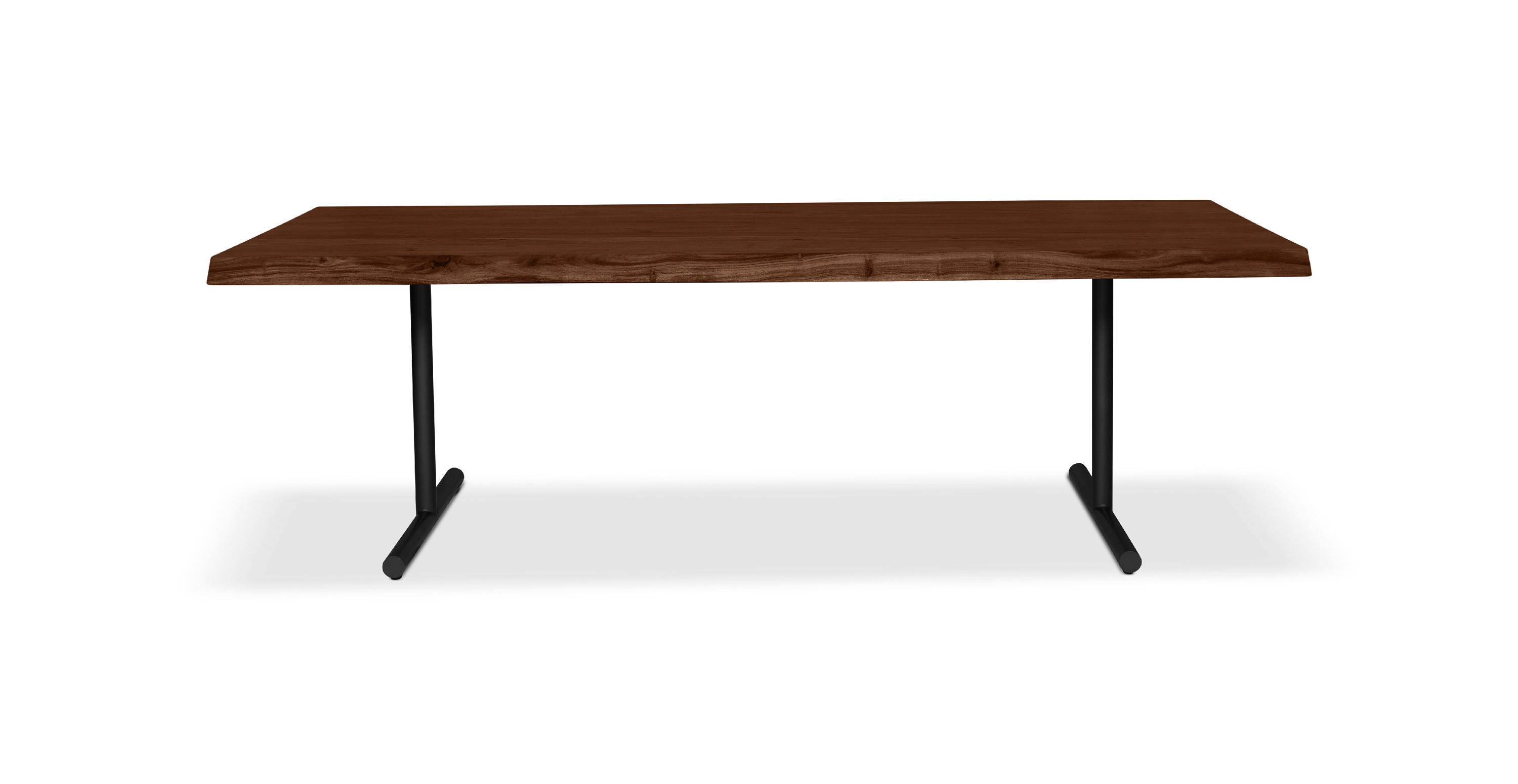 Orchard Black Aluminum T Base Wooden Dining Table -  Wood Top And Aluminum Base Americano 92"