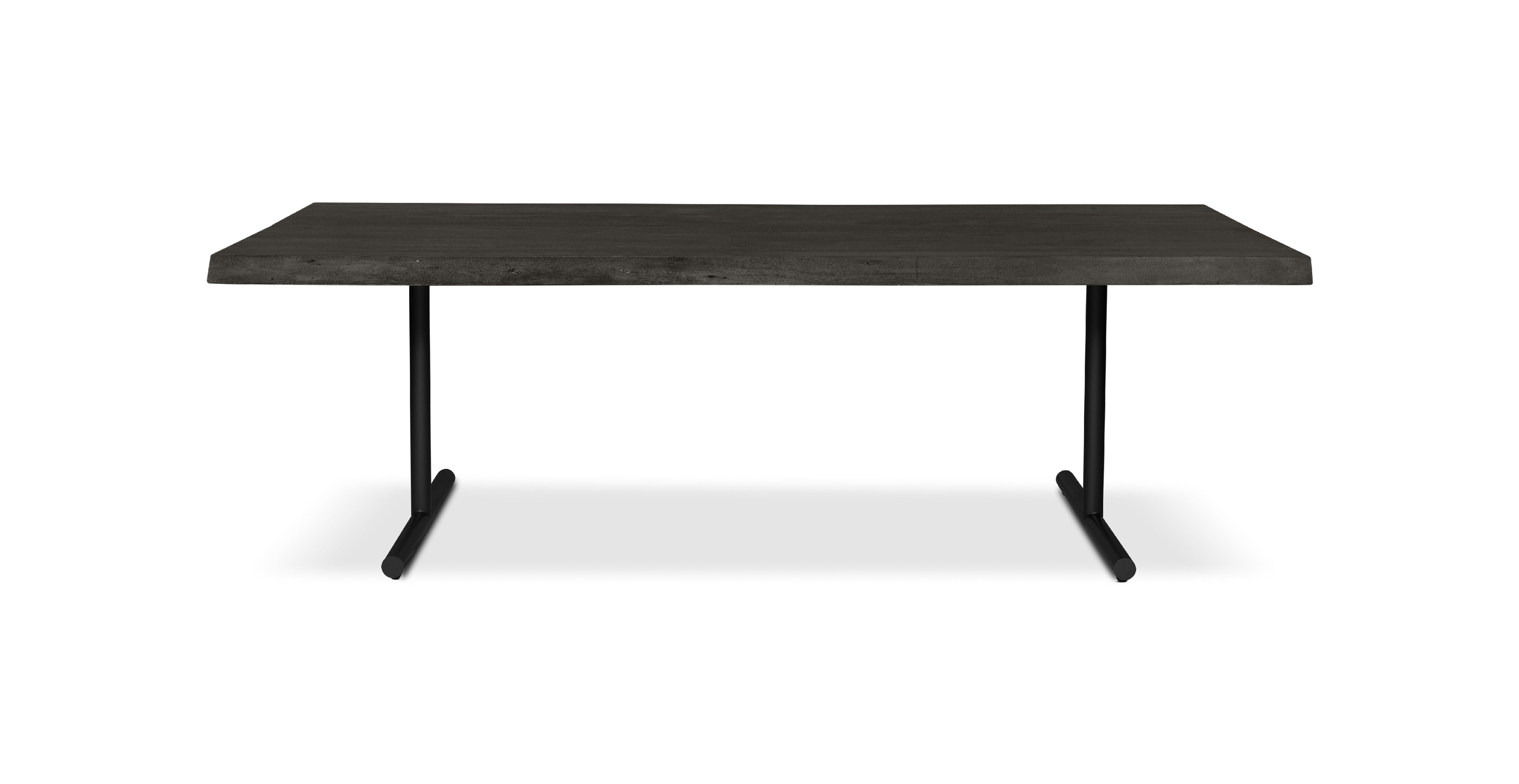 Orchard Black Aluminum T Base Wooden Dining Table -  Wood Top And Aluminum Base Ebonized 92"