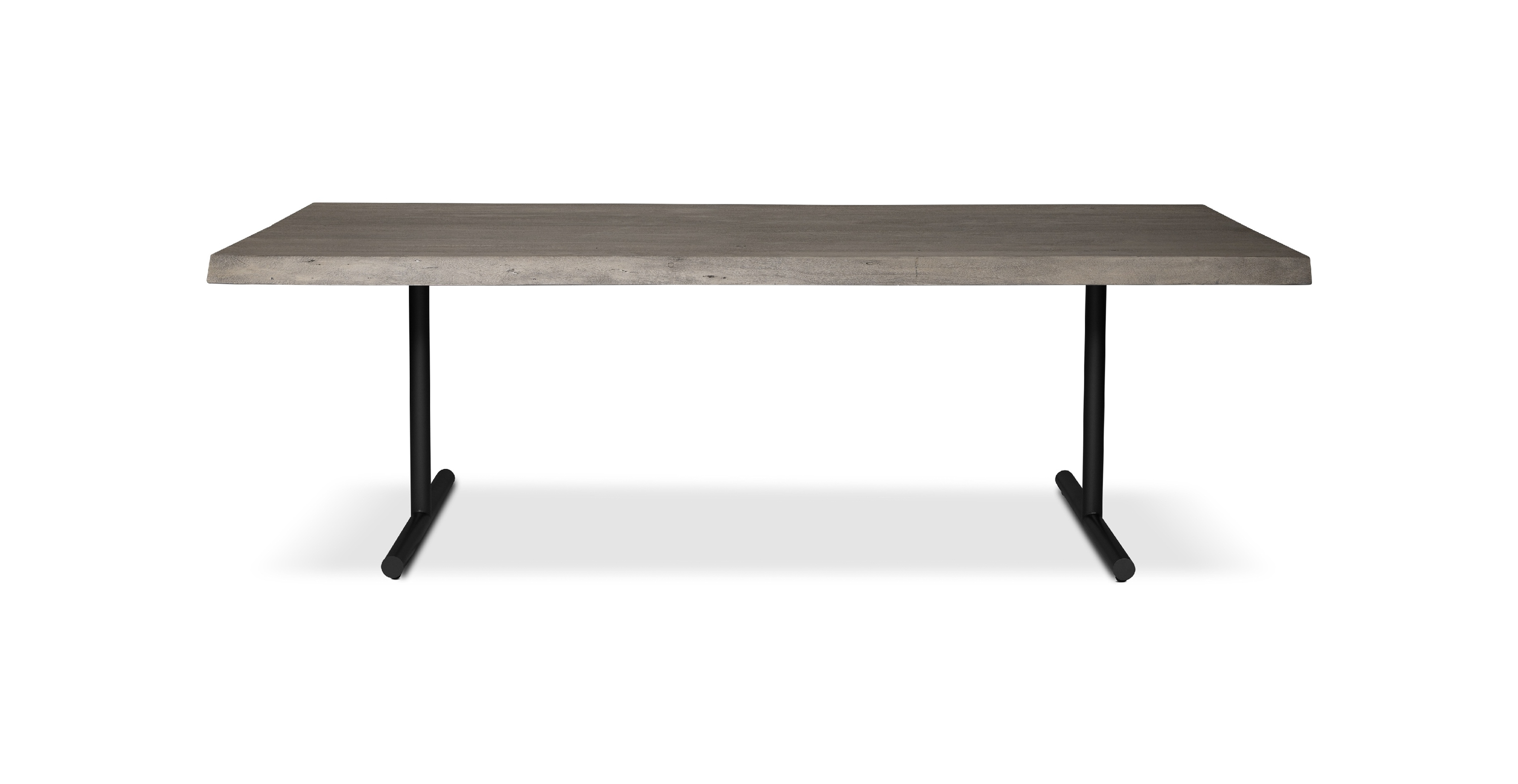 Orchard Black Aluminum T Base Wooden Dining Table -  Wood Top And Aluminum Base Sandblasted Grey 92"