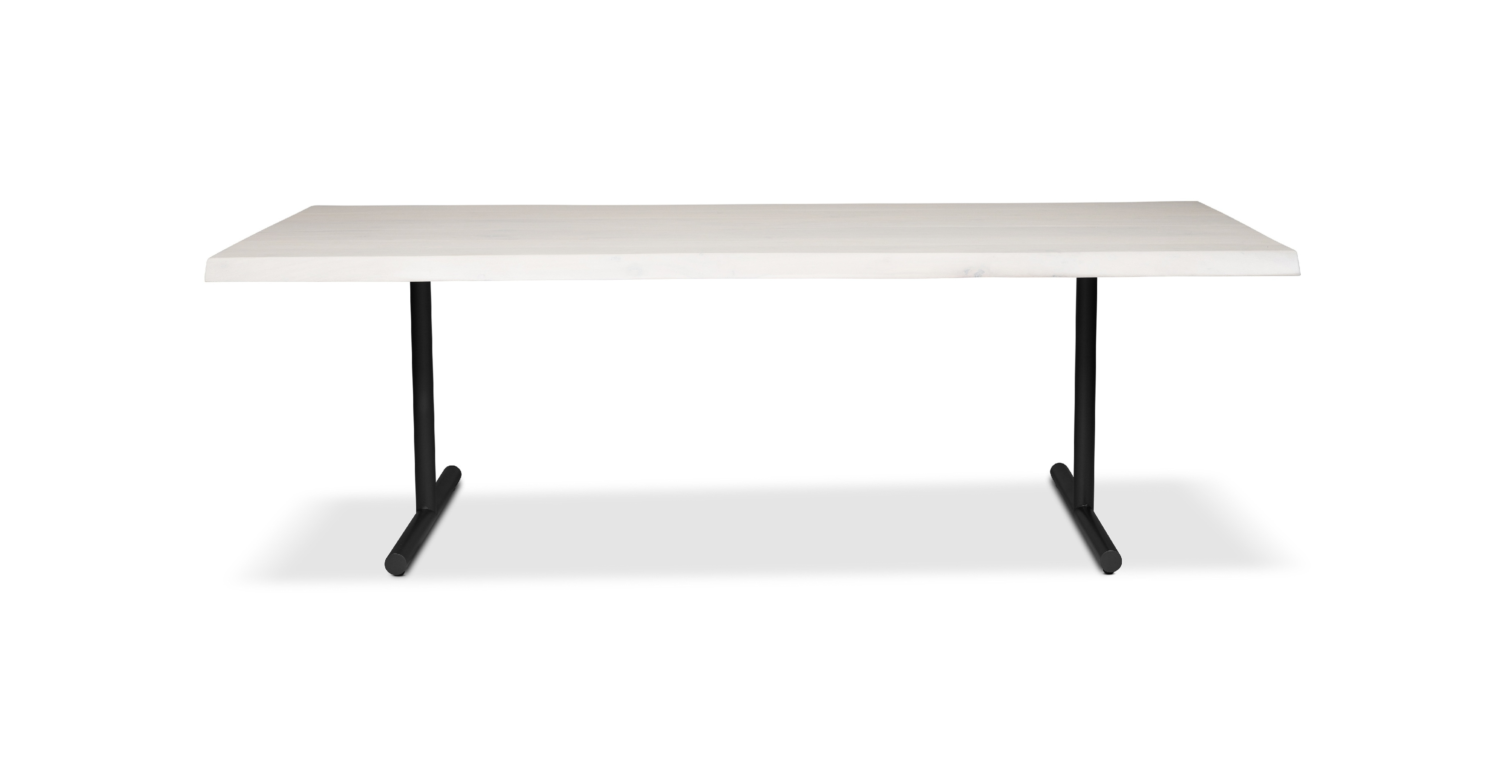Orchard Black Aluminum T Base Wooden Dining Table -  Wood Top And Aluminum Base White Wash 92"