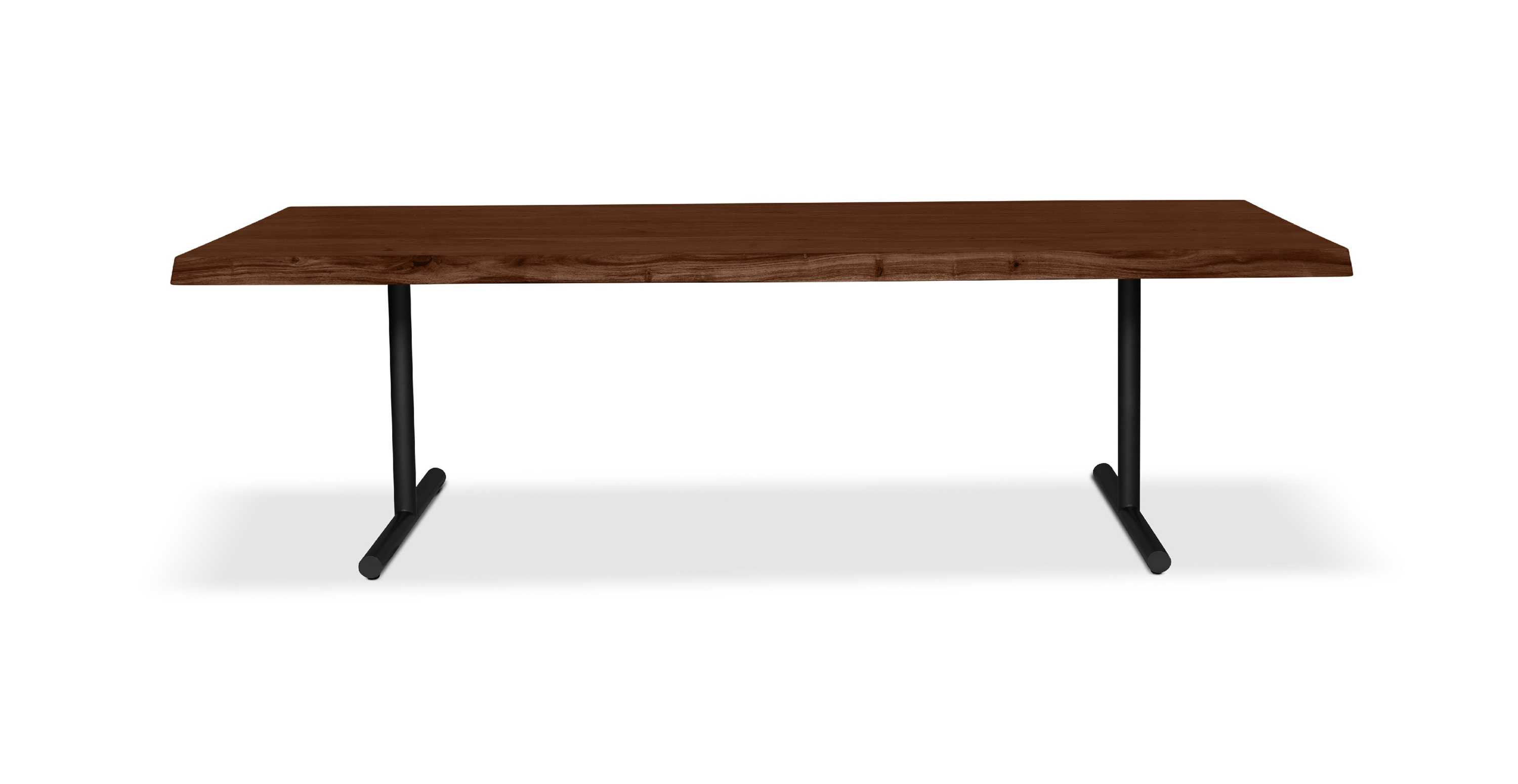 Orchard Black Aluminum T Base Wooden Dining Table -  Wood Top And Aluminum Base Americano 116"