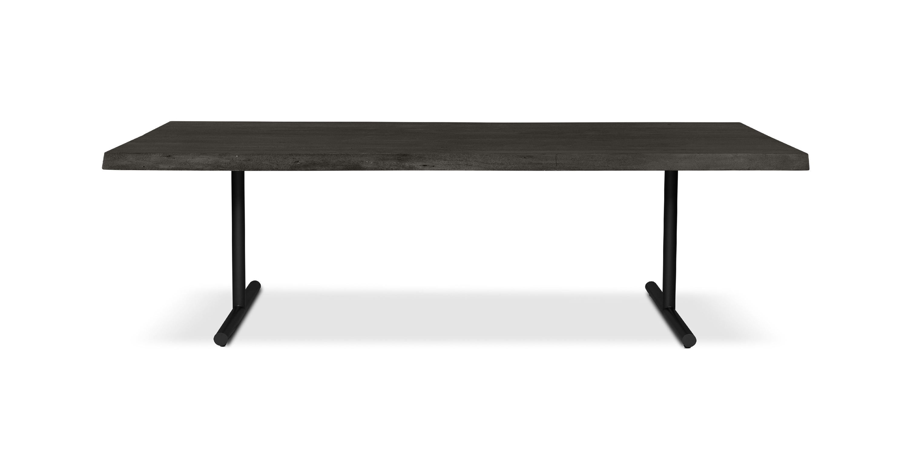 Orchard Black Aluminum T Base Wooden Dining Table -  Wood Top And Aluminum Base Ebonized 116"