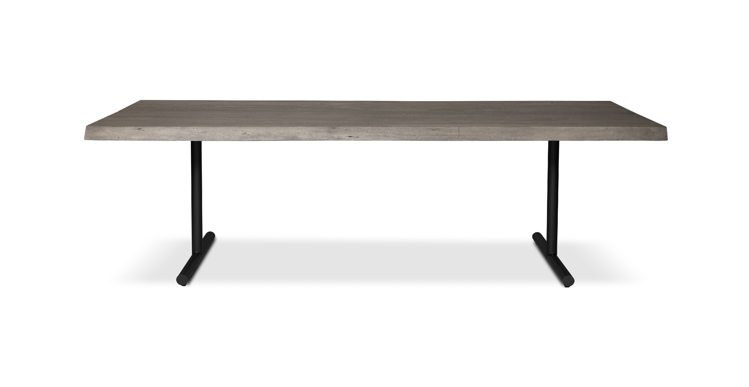 Orchard Black Aluminum T Base Wooden Dining Table -  Wood Top And Aluminum Base Sandblasted Grey 116"