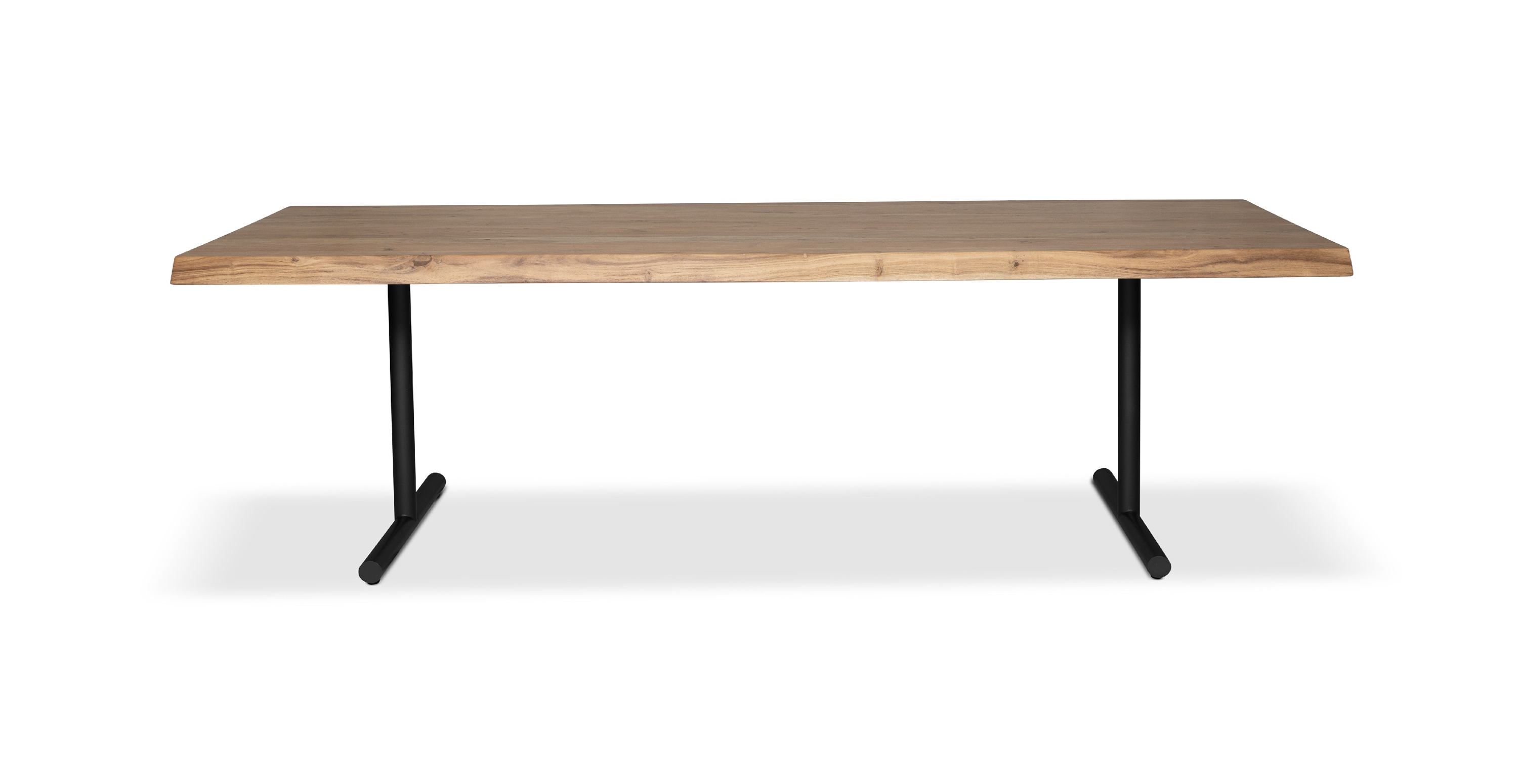 Orchard Black Aluminum T Base Wooden Dining Table -  Wood Top And Aluminum Base Teak 116"
