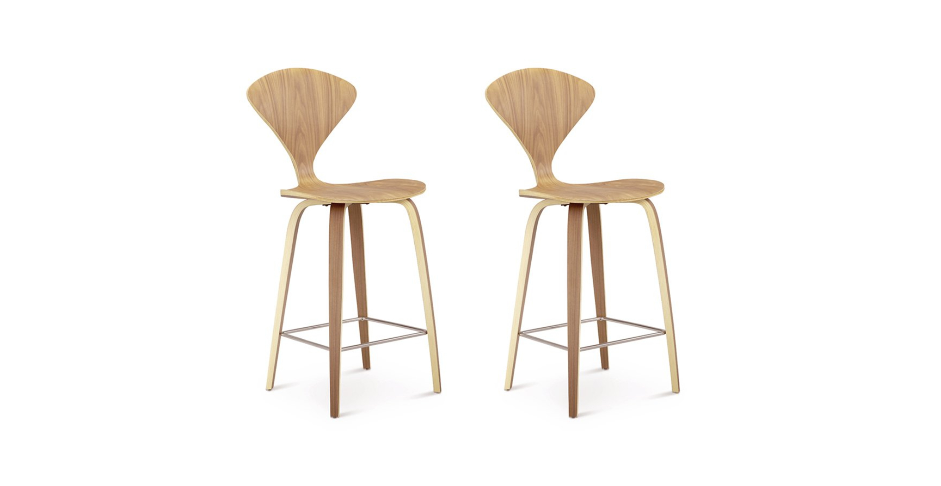 Norman Cherner Counter Stool (Set of 2) - Wood Natural Oak