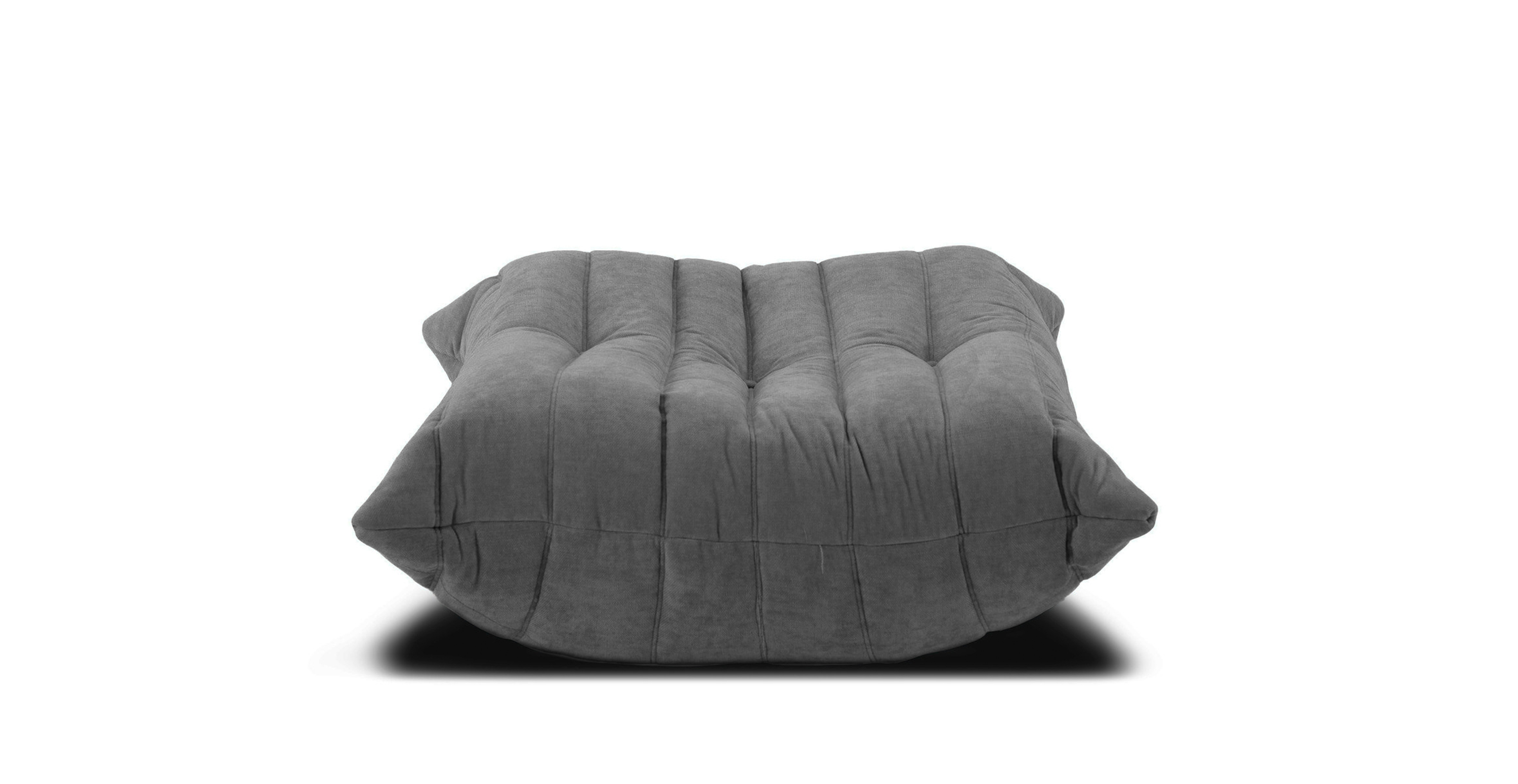Michel Ducaroy Modern Fabric Ottoman -  Chenille Charcoal Gray