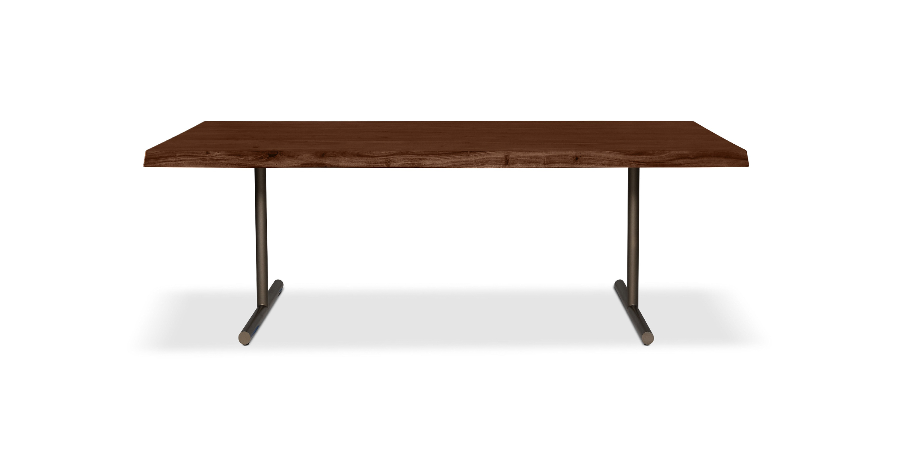 Orchard Brass  Aluminum T Base Wooden Dining Table -  Wood Top And Aluminum Base Americano 79"